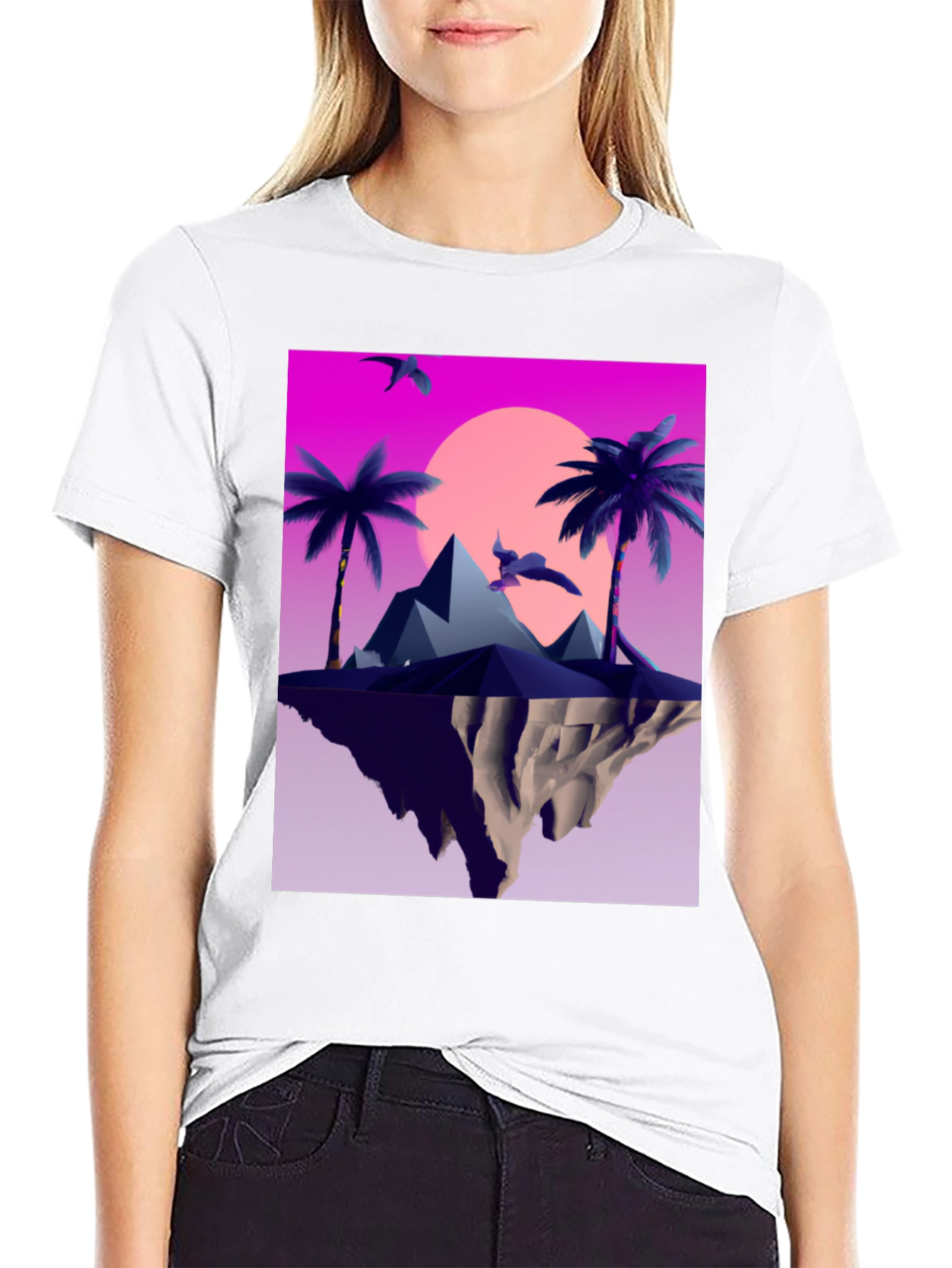 Synthwave Island Graphic Tee - Retro Paradise Vibes