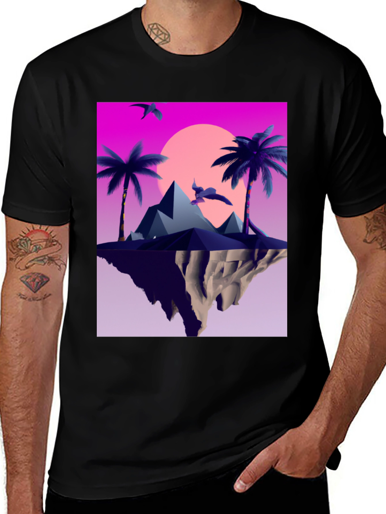 Synthwave Island Graphic Tee - Retro Paradise Vibes