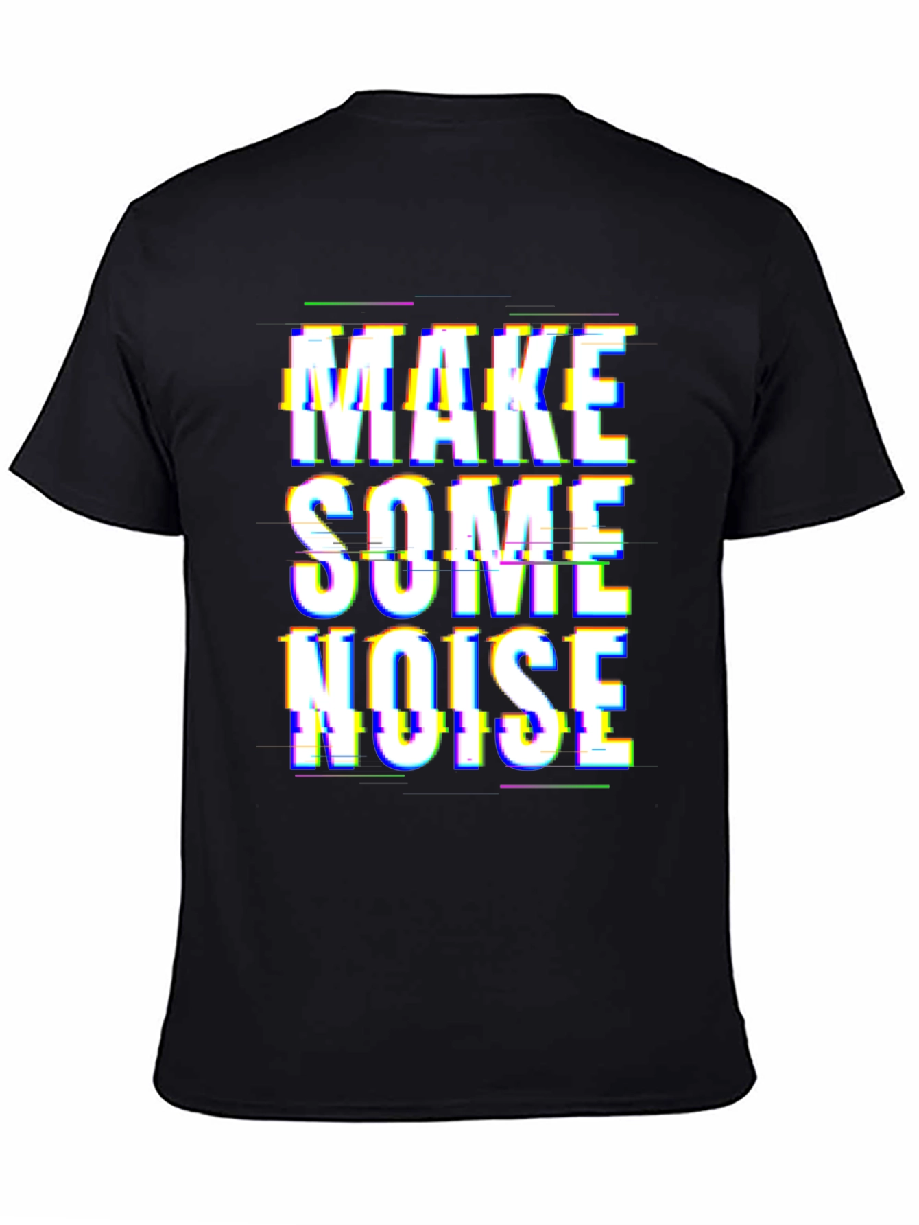 Make Some Noise Glitch T-Shirt - Black Graphic Tee