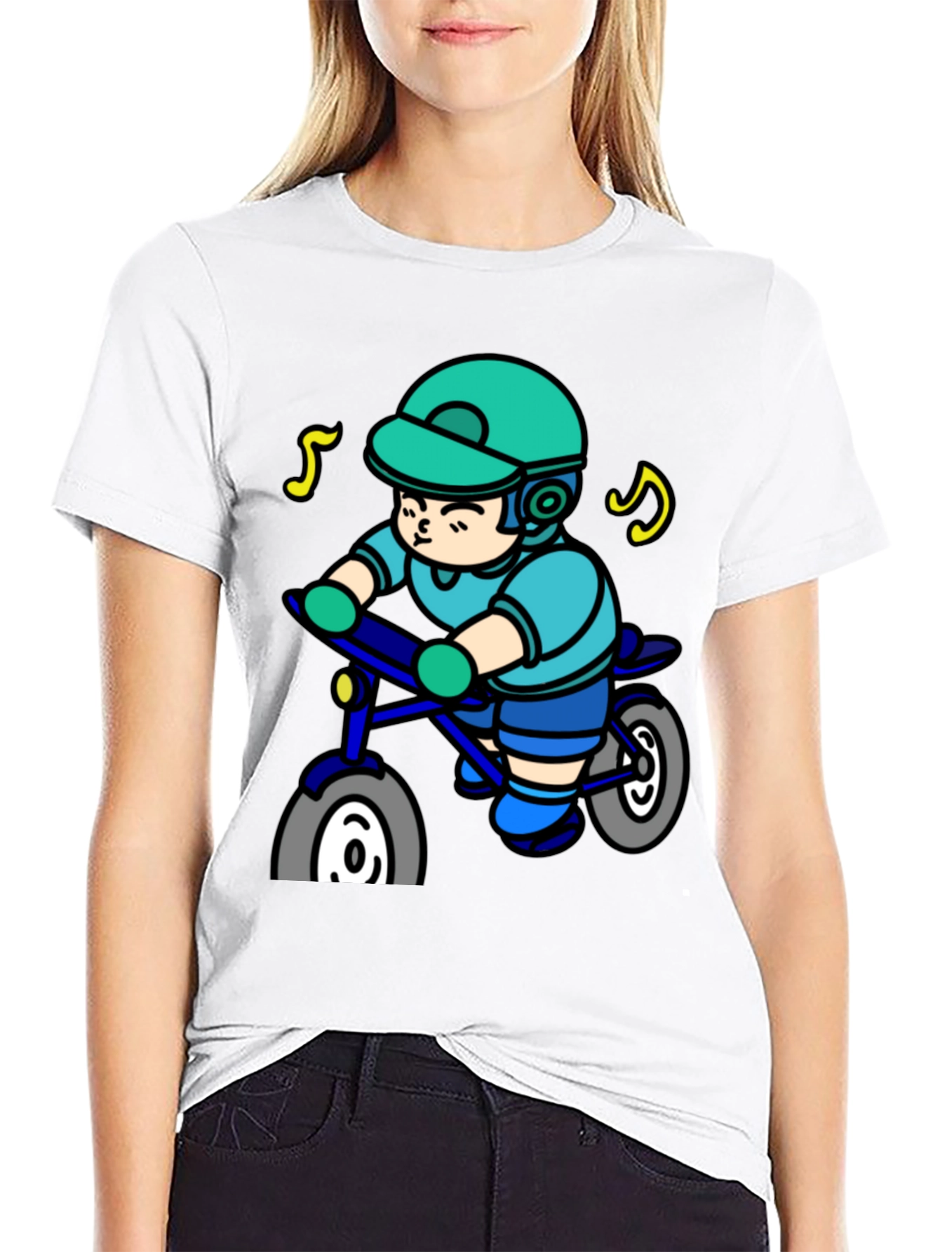 Cartoon Biker Graphic Tee - Cool Rider Shirt