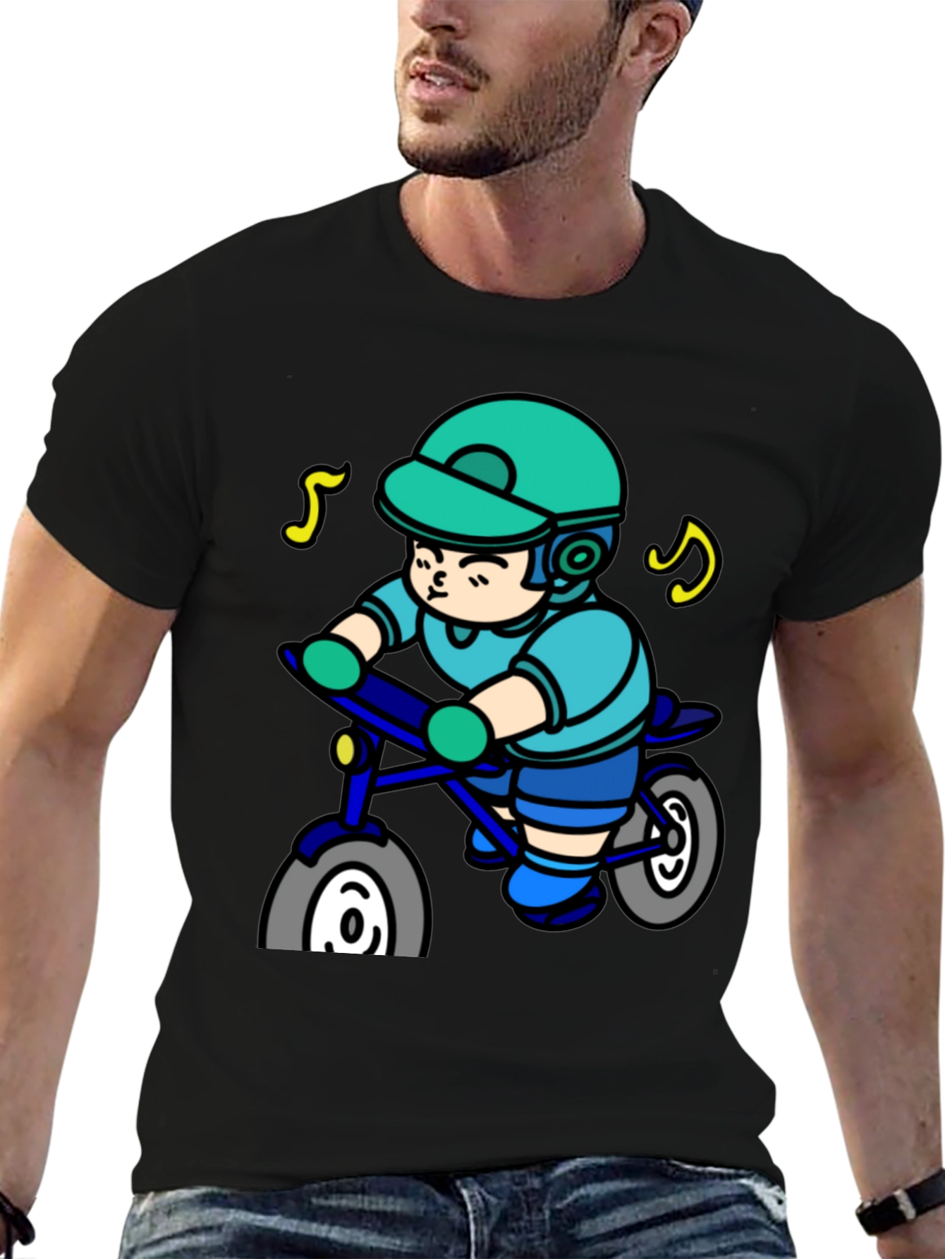 Cartoon Biker Graphic Tee - Cool Rider Shirt