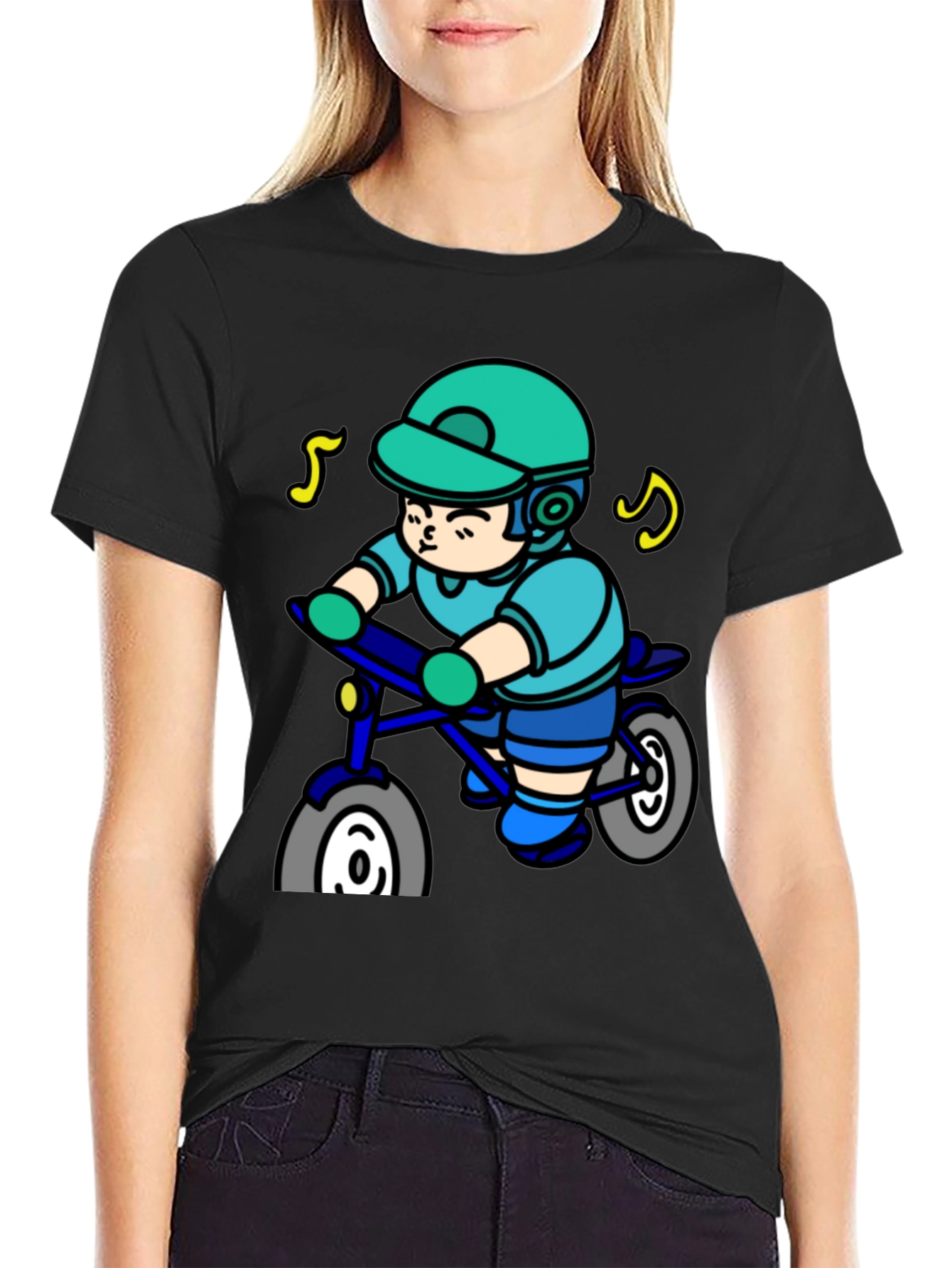 Cartoon Biker Graphic Tee - Cool Rider Shirt