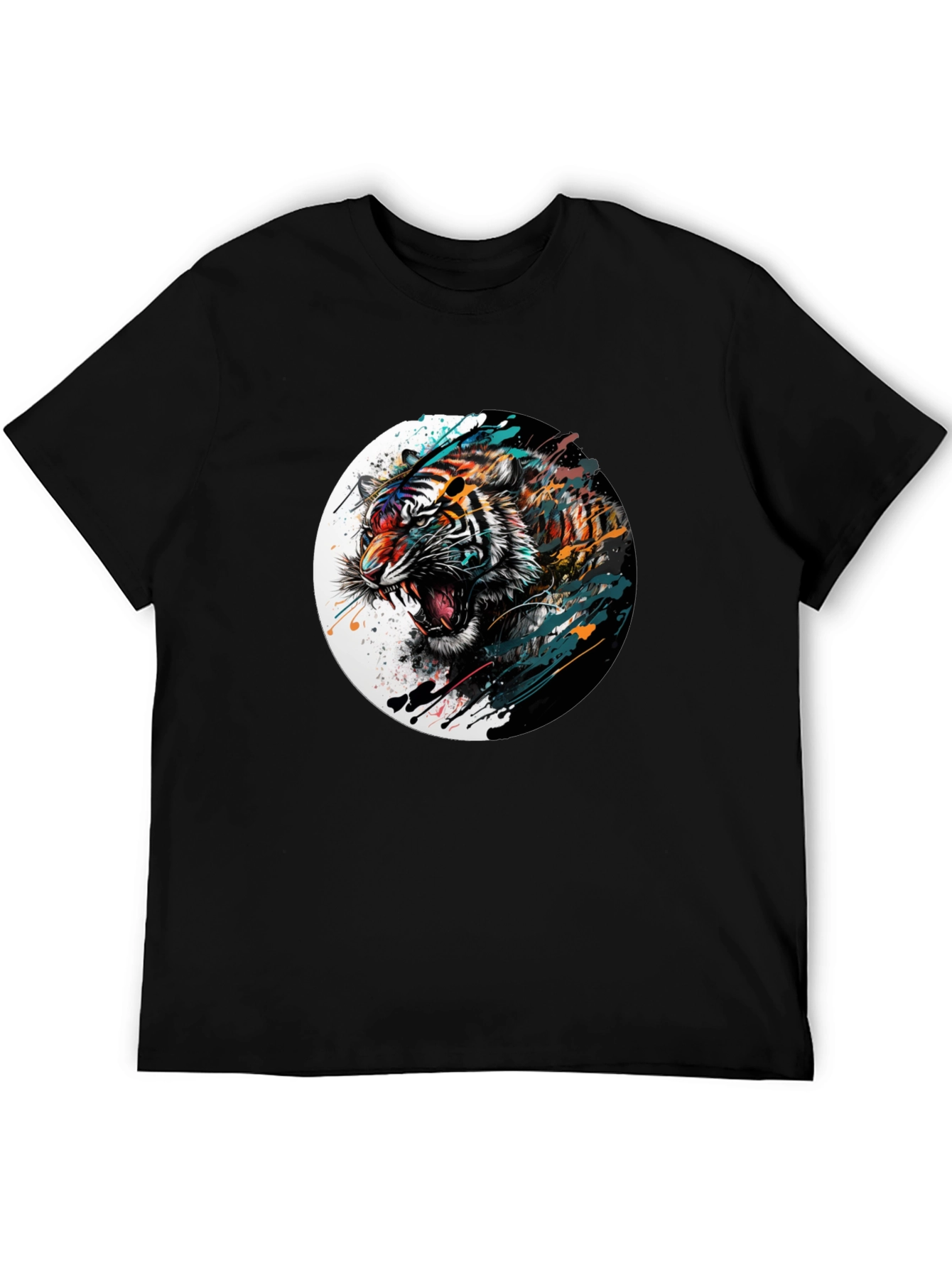 Mens Black Tiger Graphic Tee