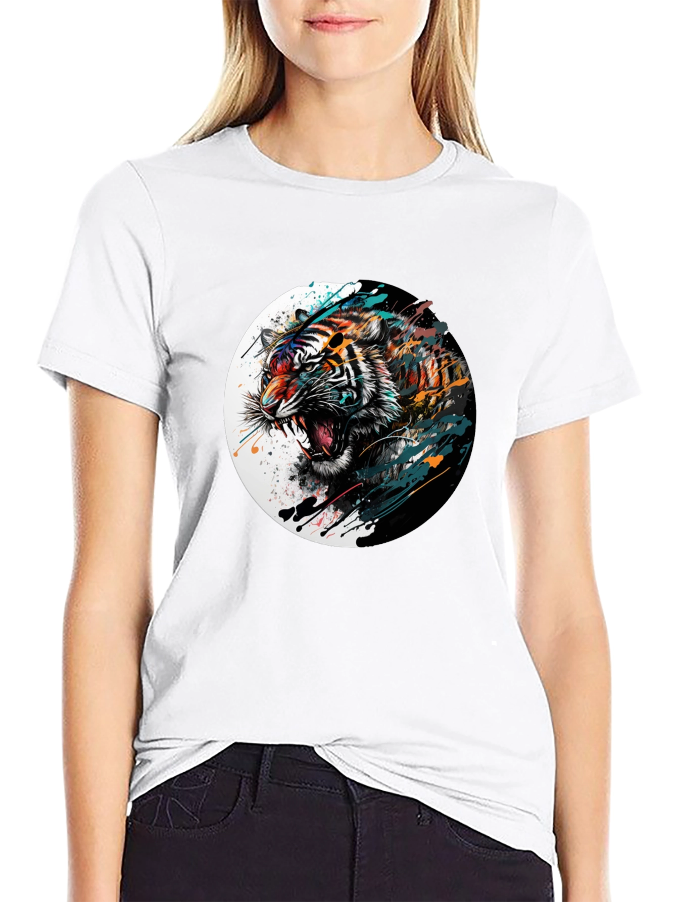 Mens Black Tiger Graphic Tee