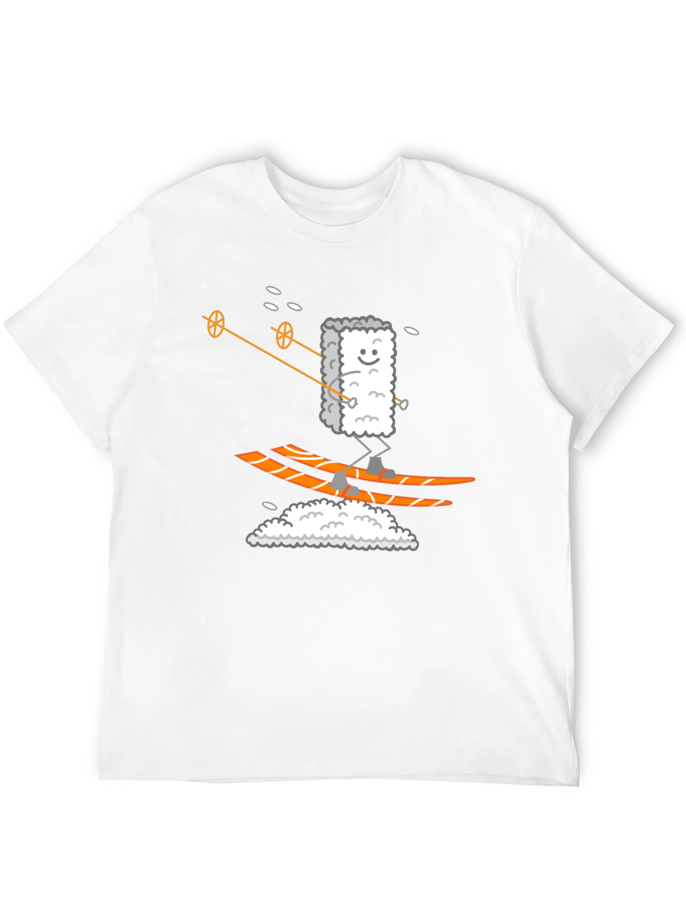 Sushi Skier Graphic Tee - Black Cotton T-Shirt