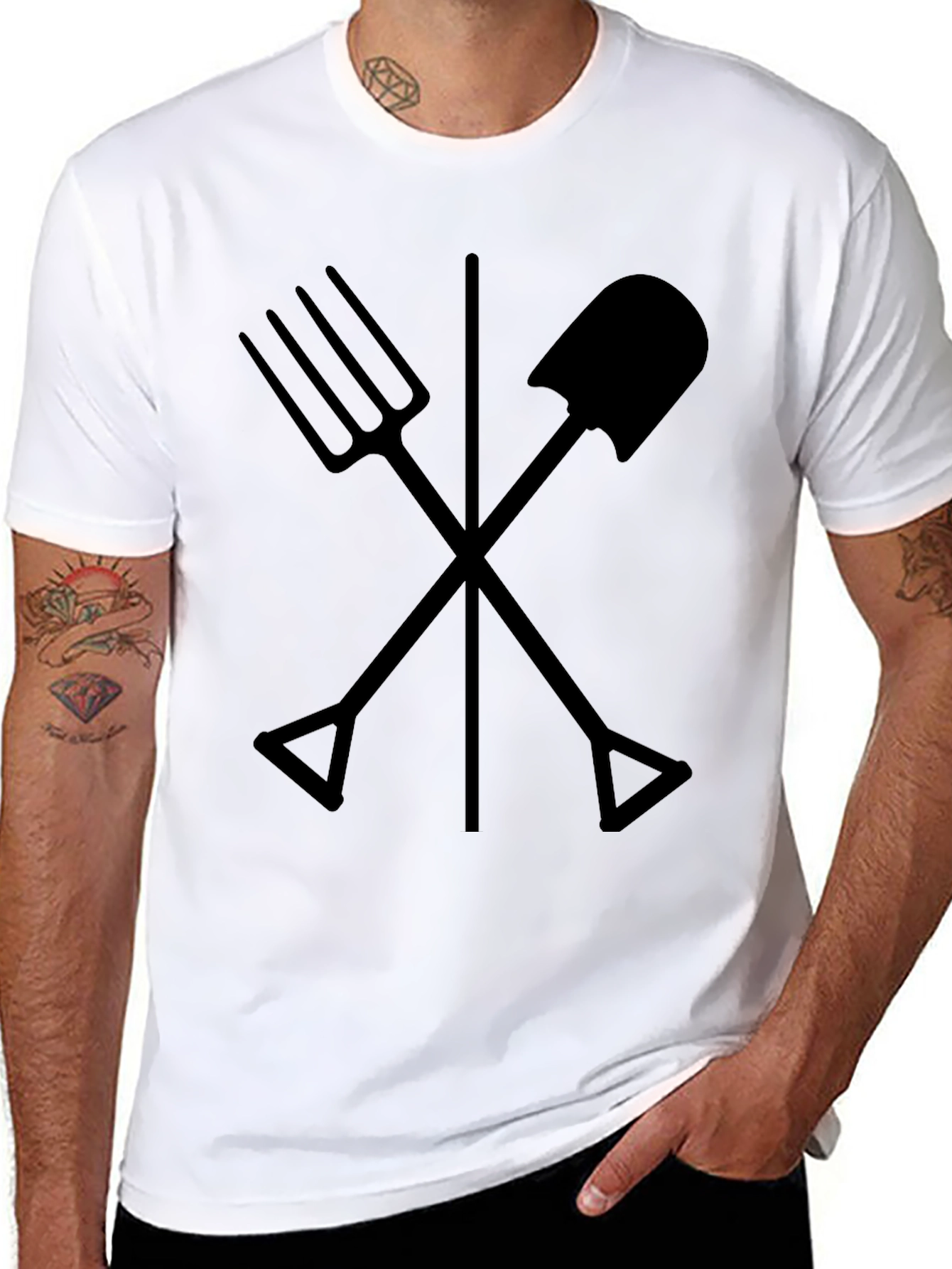 Gardeners Tee - Crossed Tools Design