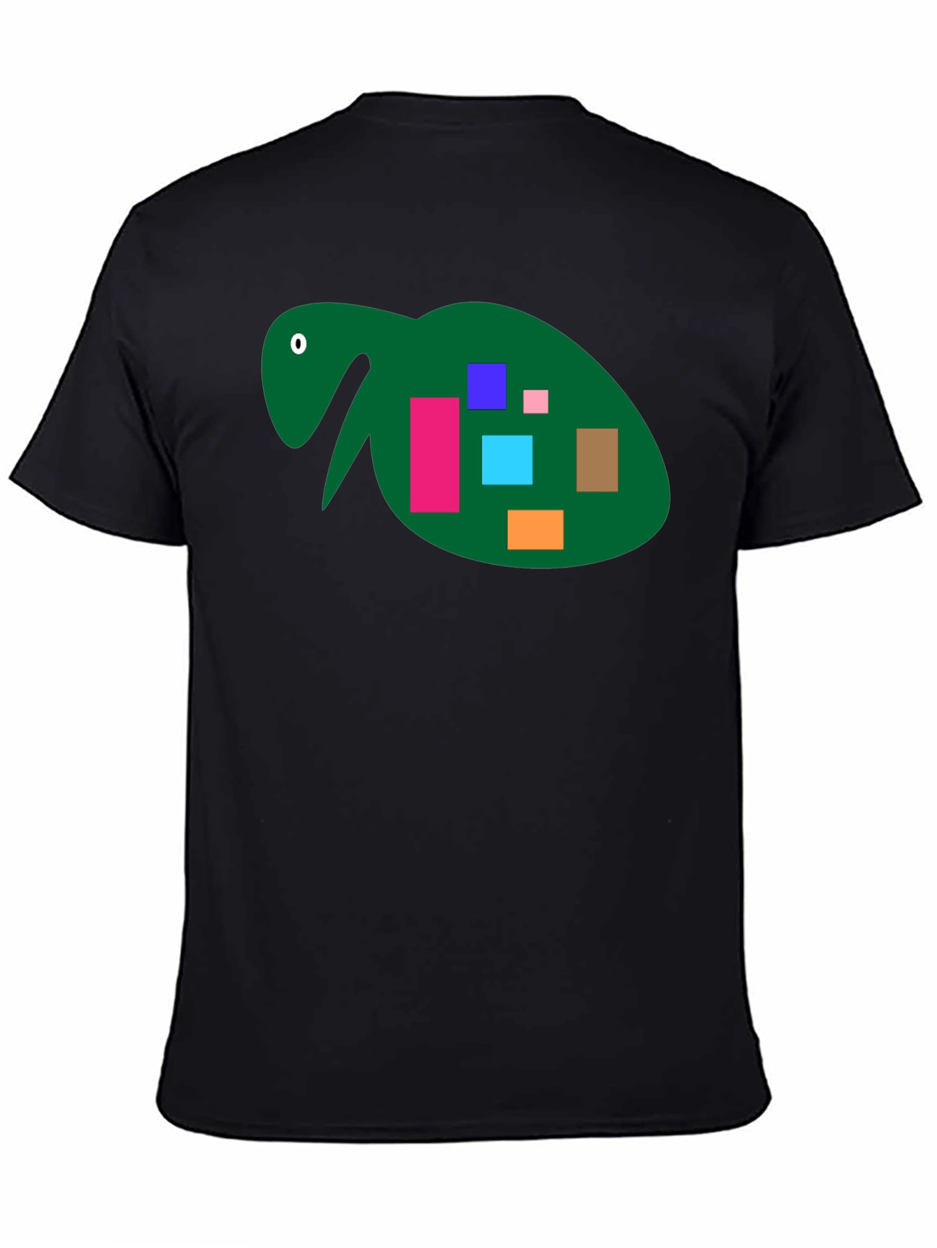 Abstract Turtle Graphic Tee - Black Cotton Casual