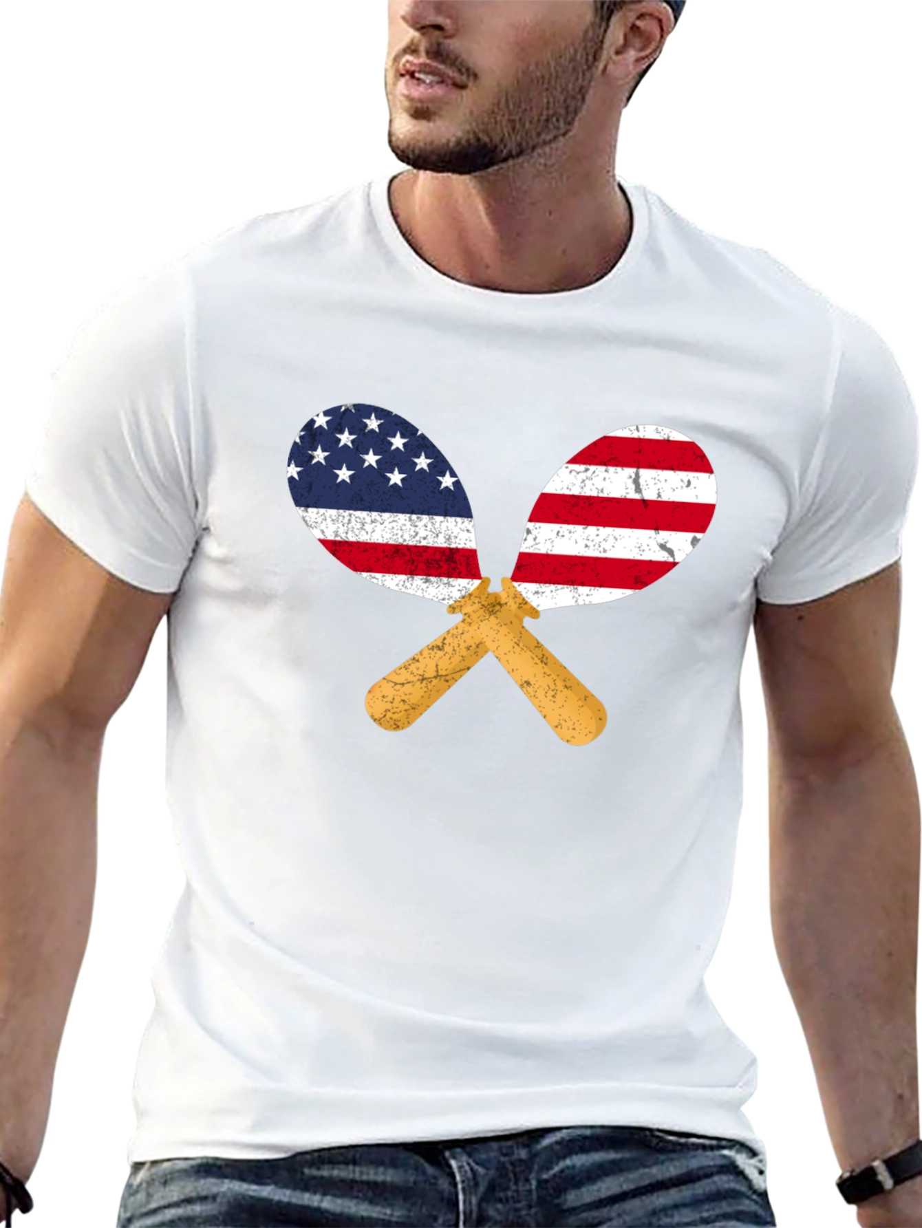 USA Flag Maracas Graphic T-Shirt