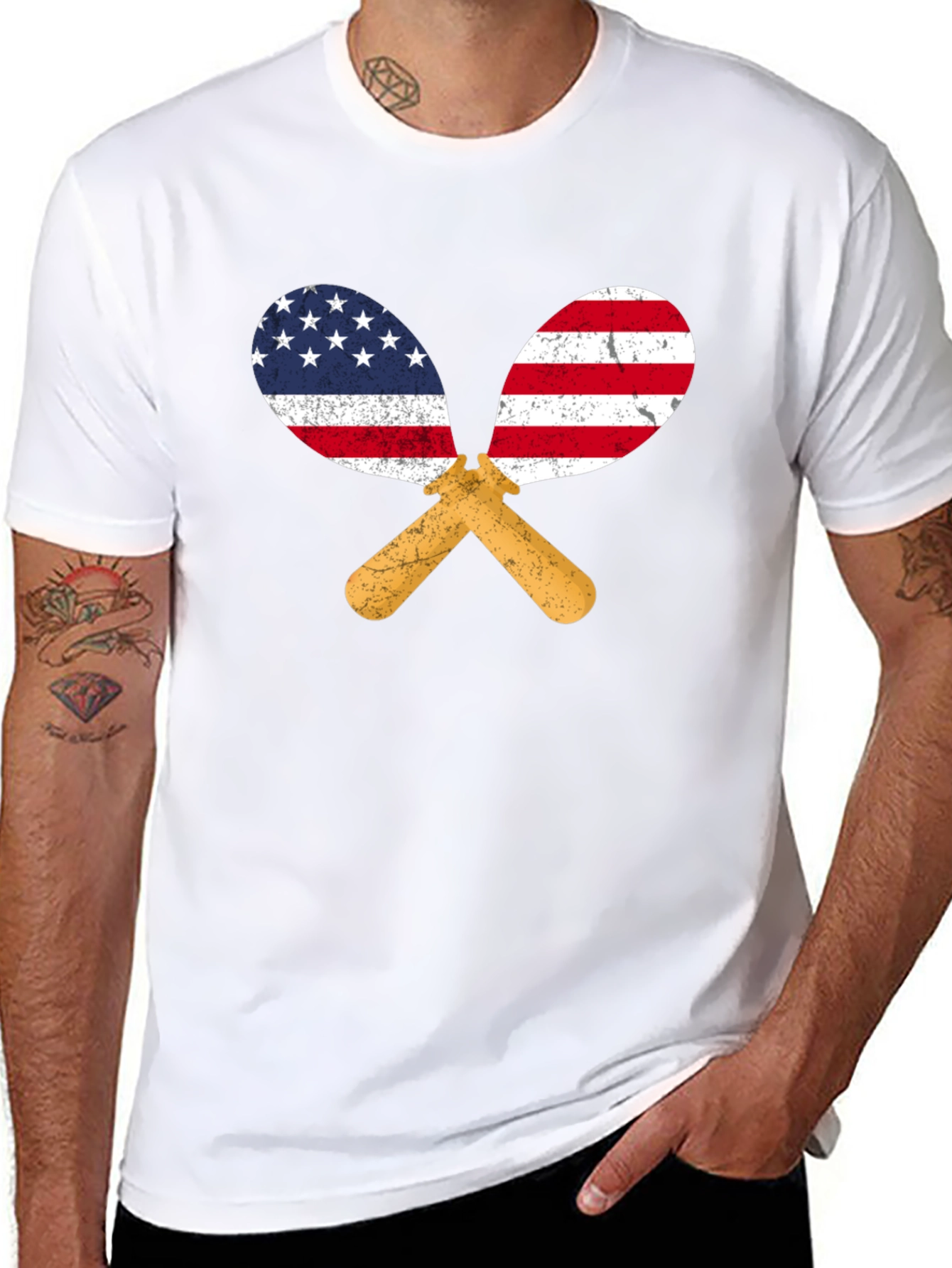 USA Flag Maracas Graphic T-Shirt
