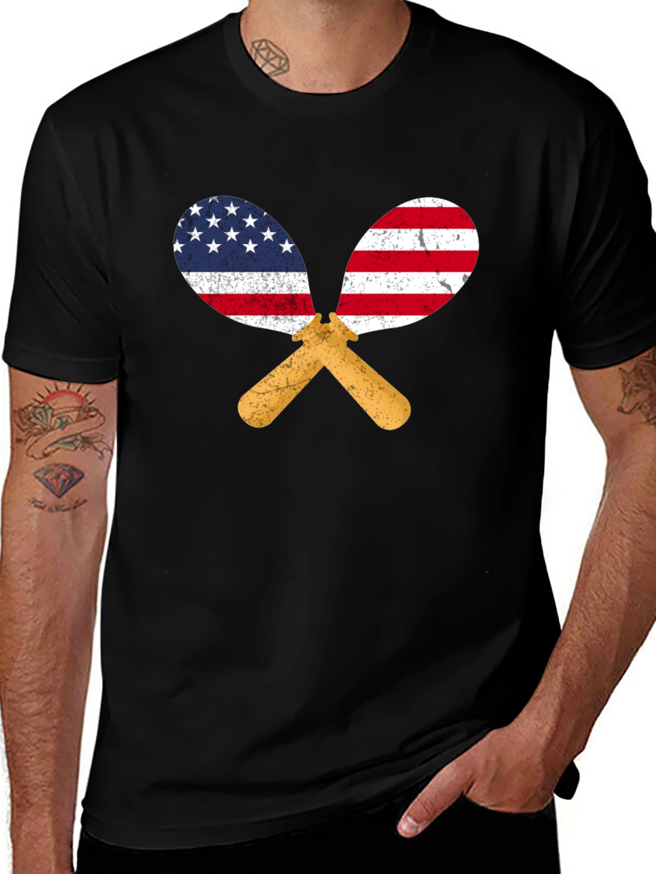 USA Flag Maracas Graphic T-Shirt