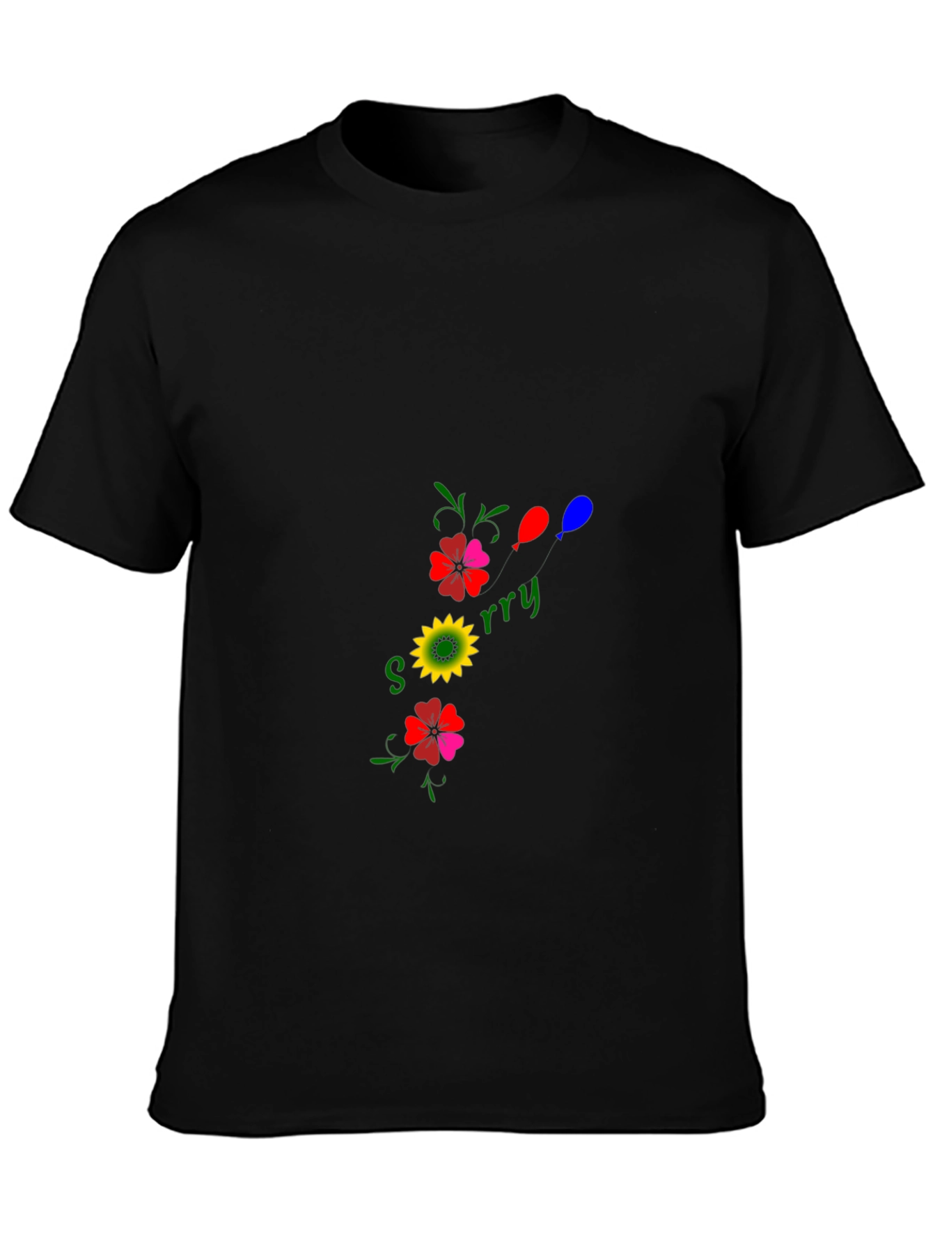 Sorry Floral Graphic Black T-Shirt