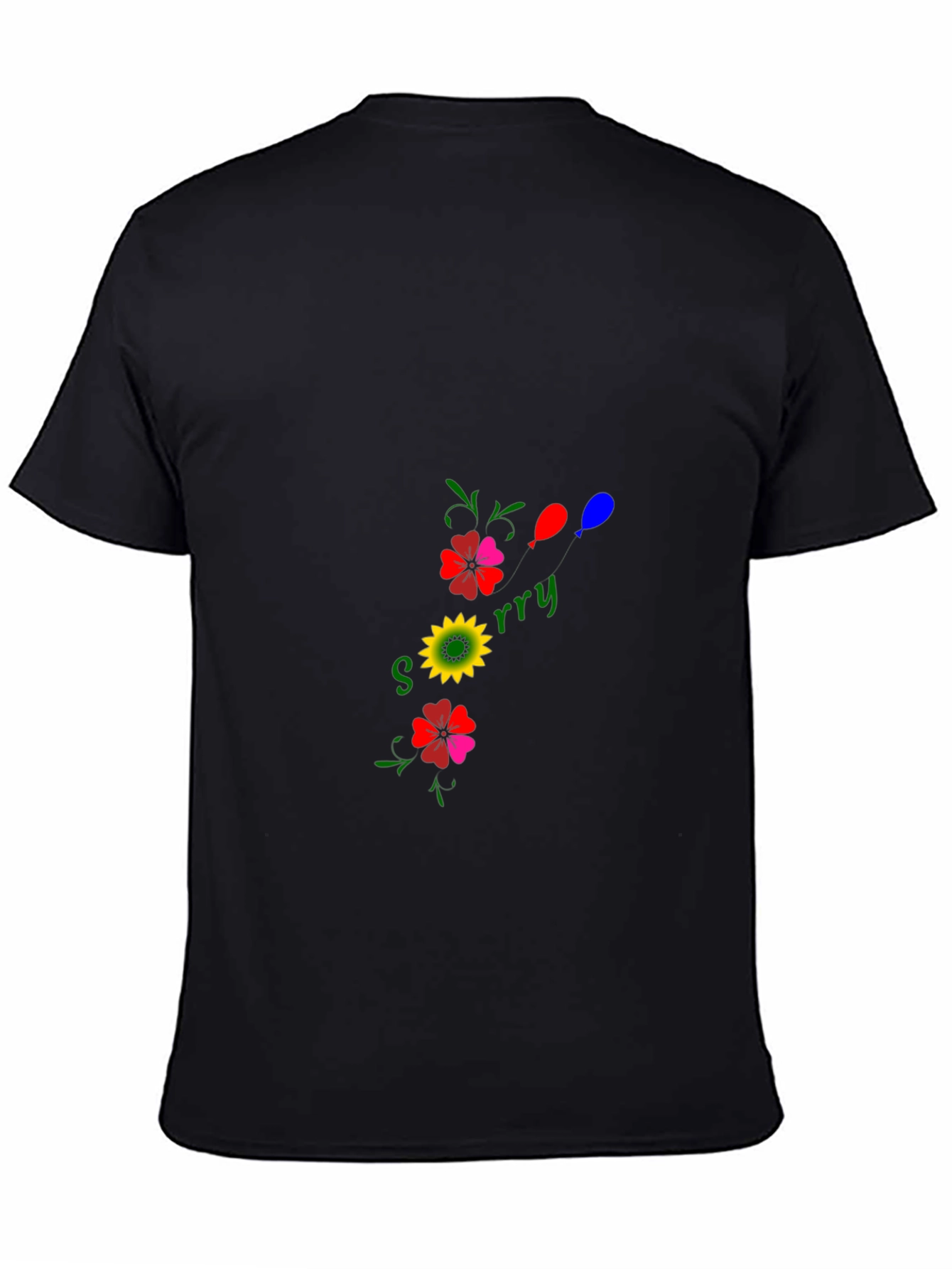 Sorry Floral Graphic Black T-Shirt