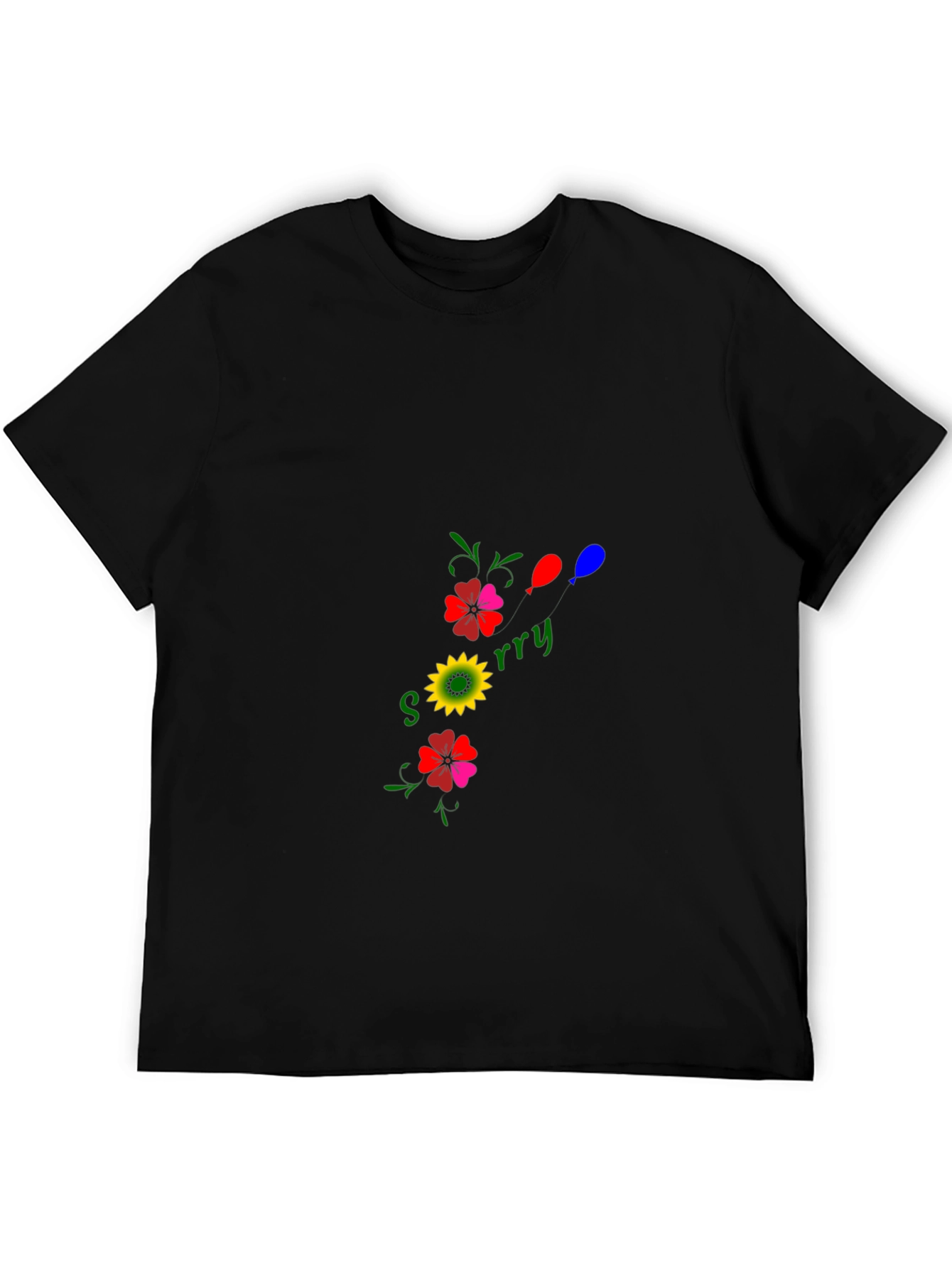 Sorry Floral Graphic Black T-Shirt