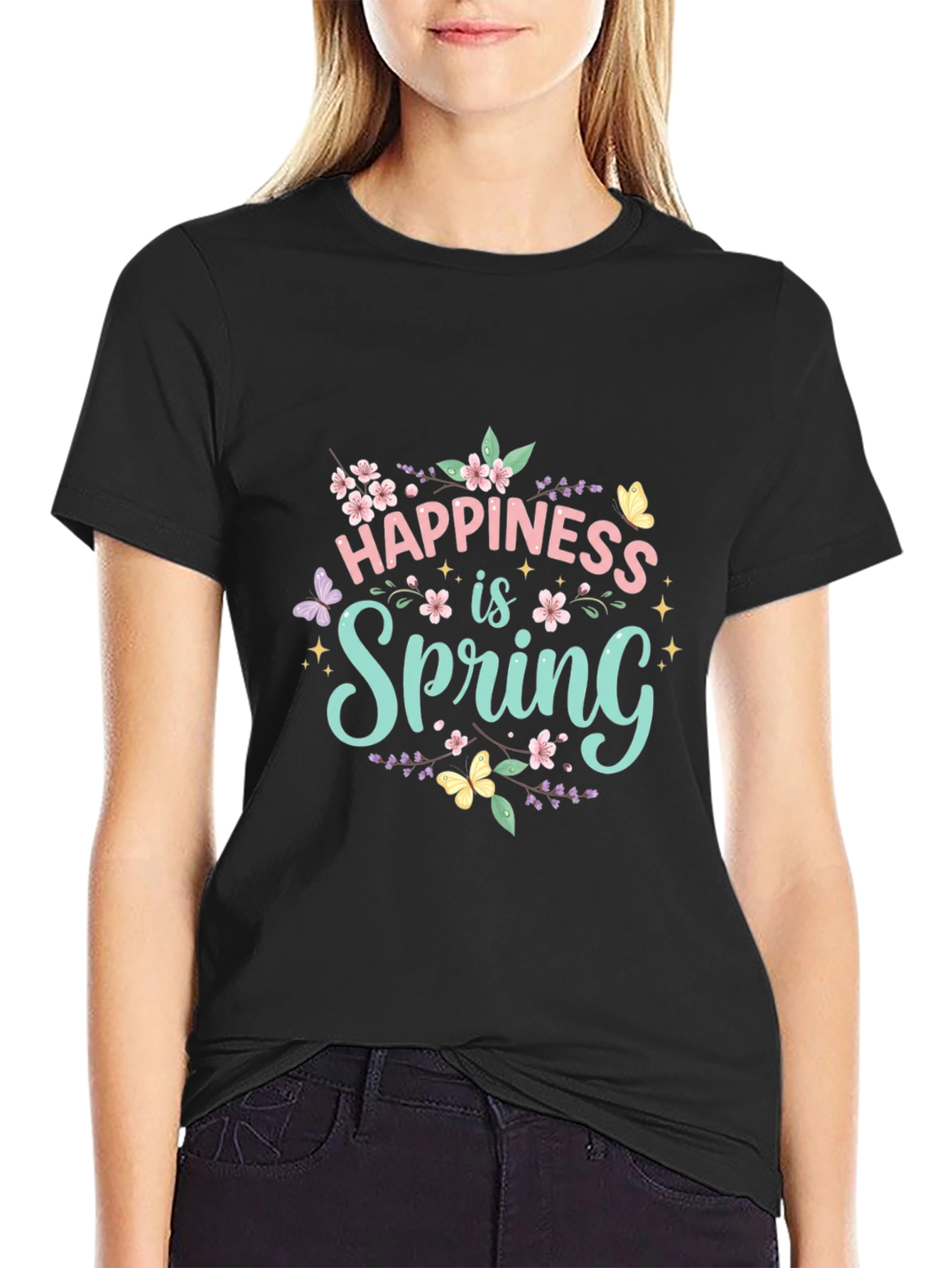 Happiness is Spring Graphic T-Shirt