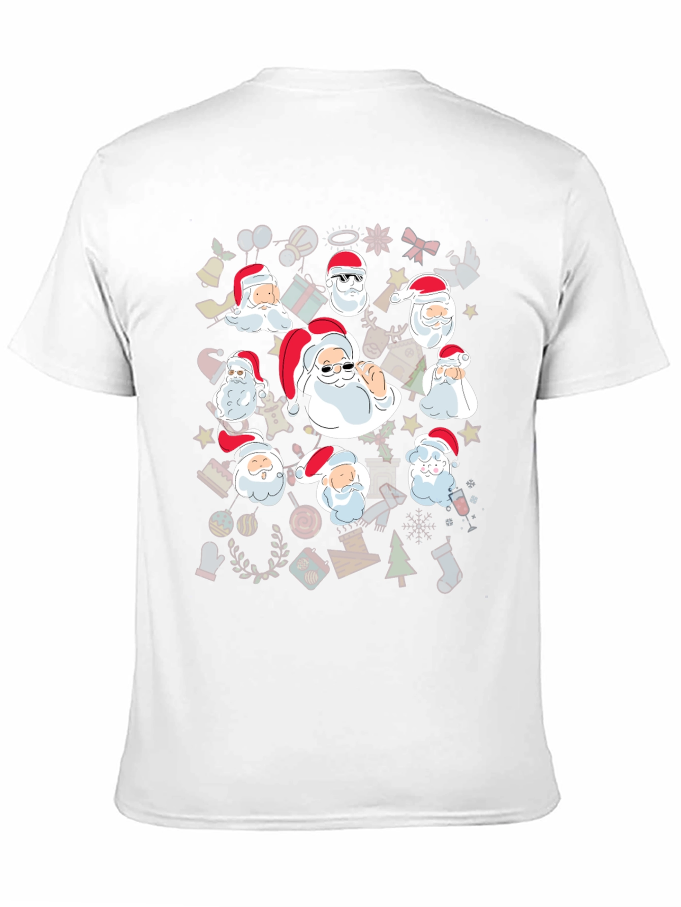 Festive Santa Heads Graphic Tee - Holiday Cheer