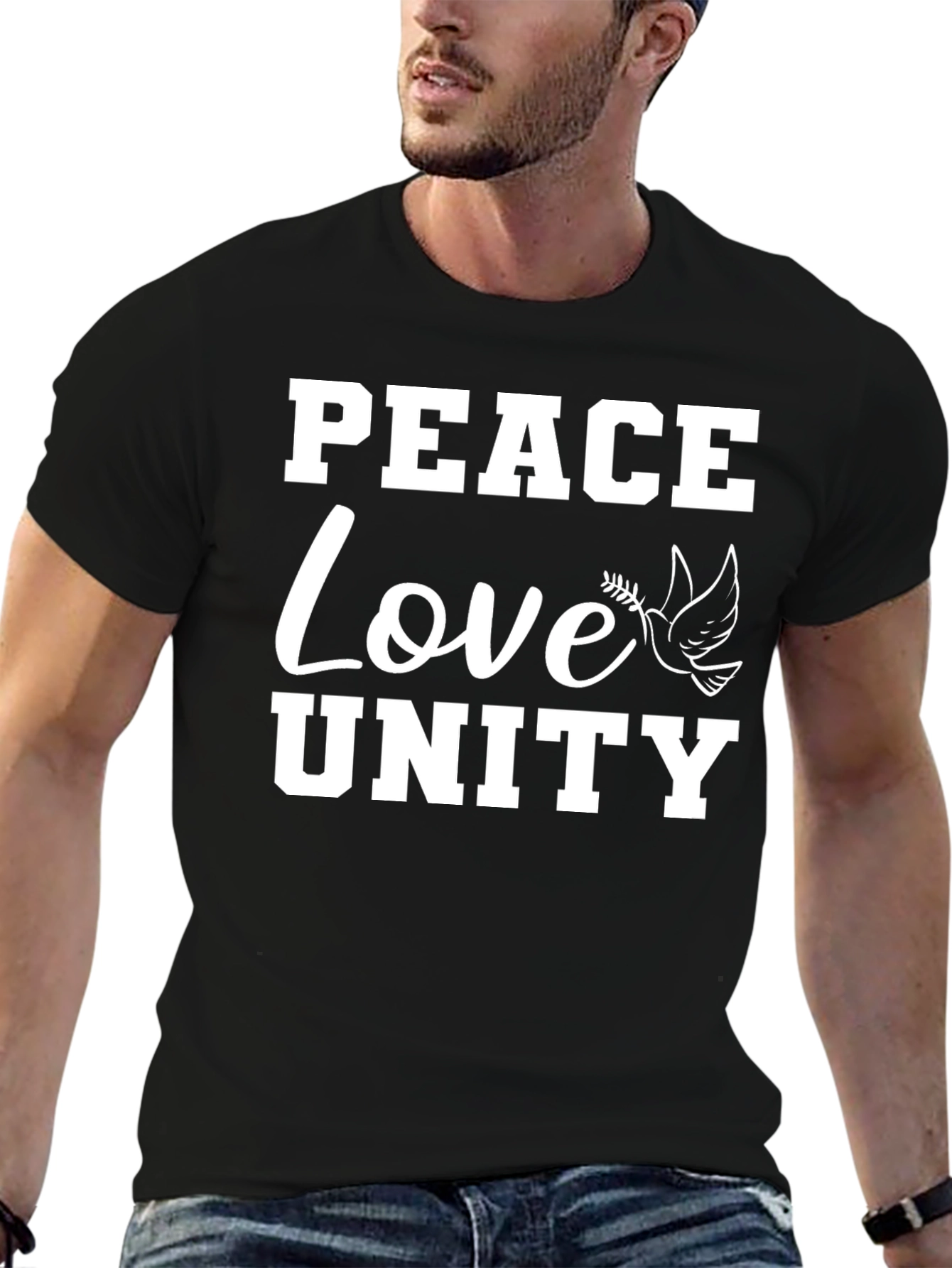 Peace Love Unity Graphic Tee - Black Casual T-Shirt