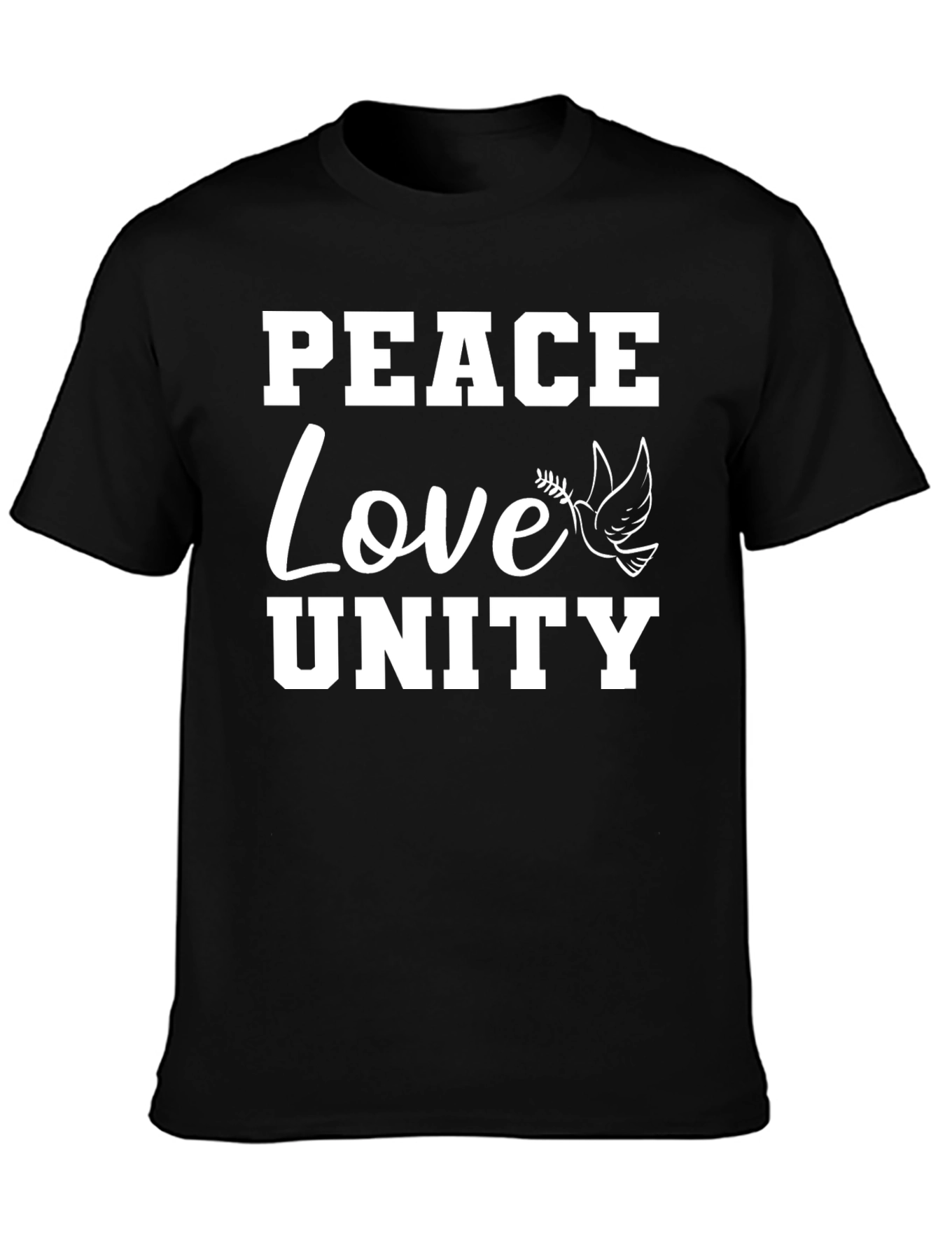 Peace Love Unity Graphic Tee - Black Casual T-Shirt