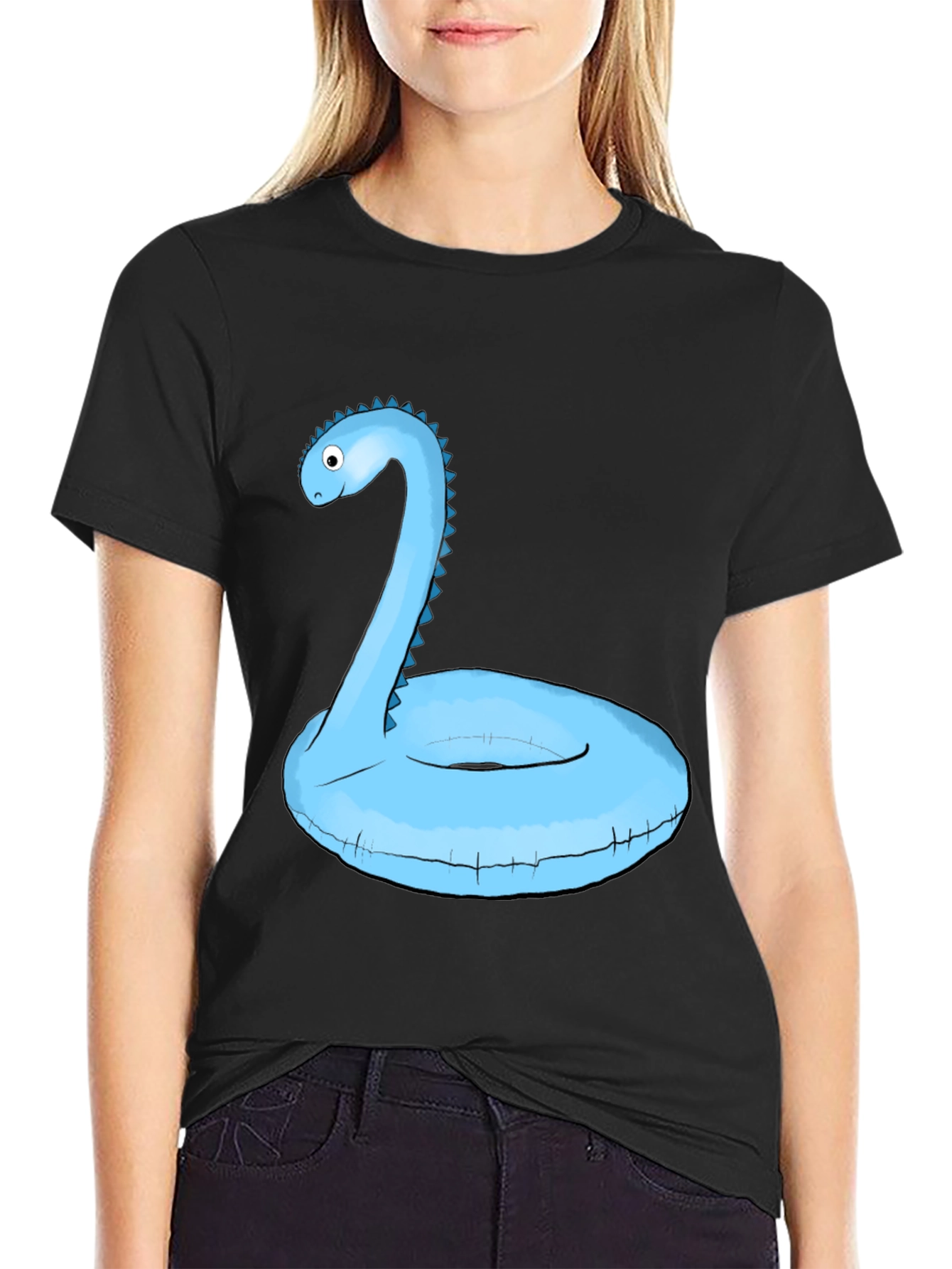 Dino Pool Float T-Shirt - Black Graphic Tee