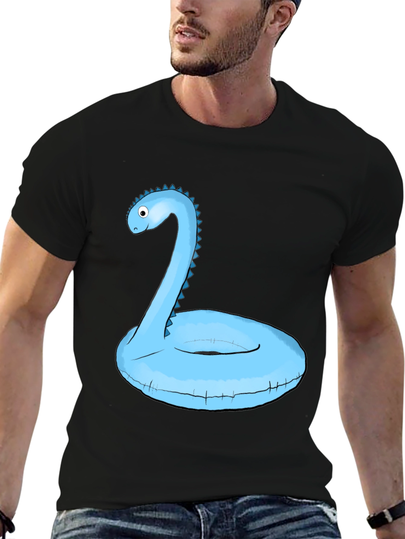 Dino Pool Float T-Shirt - Black Graphic Tee