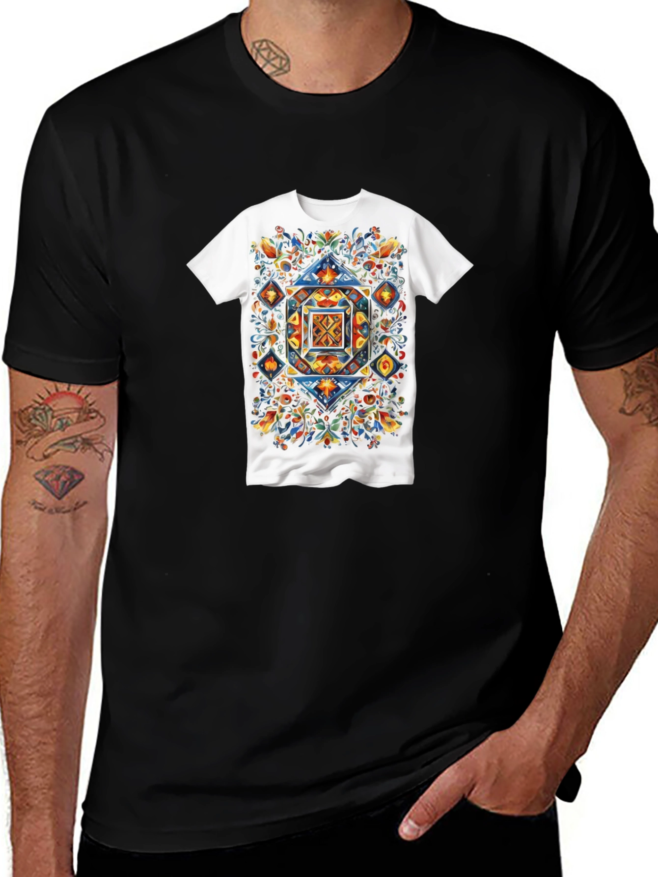 Artistic Geometric Floral T-Shirt