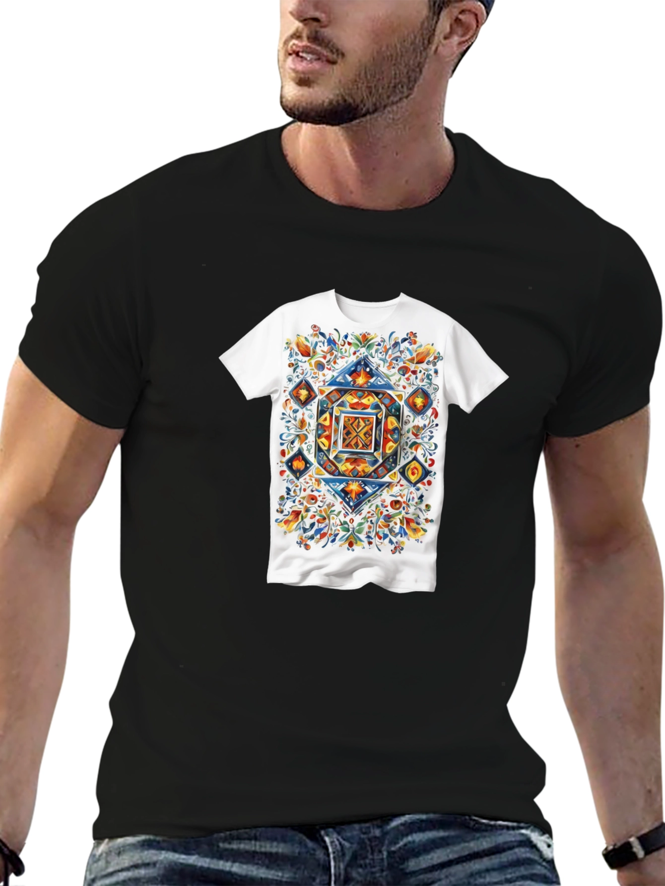 Artistic Geometric Floral T-Shirt