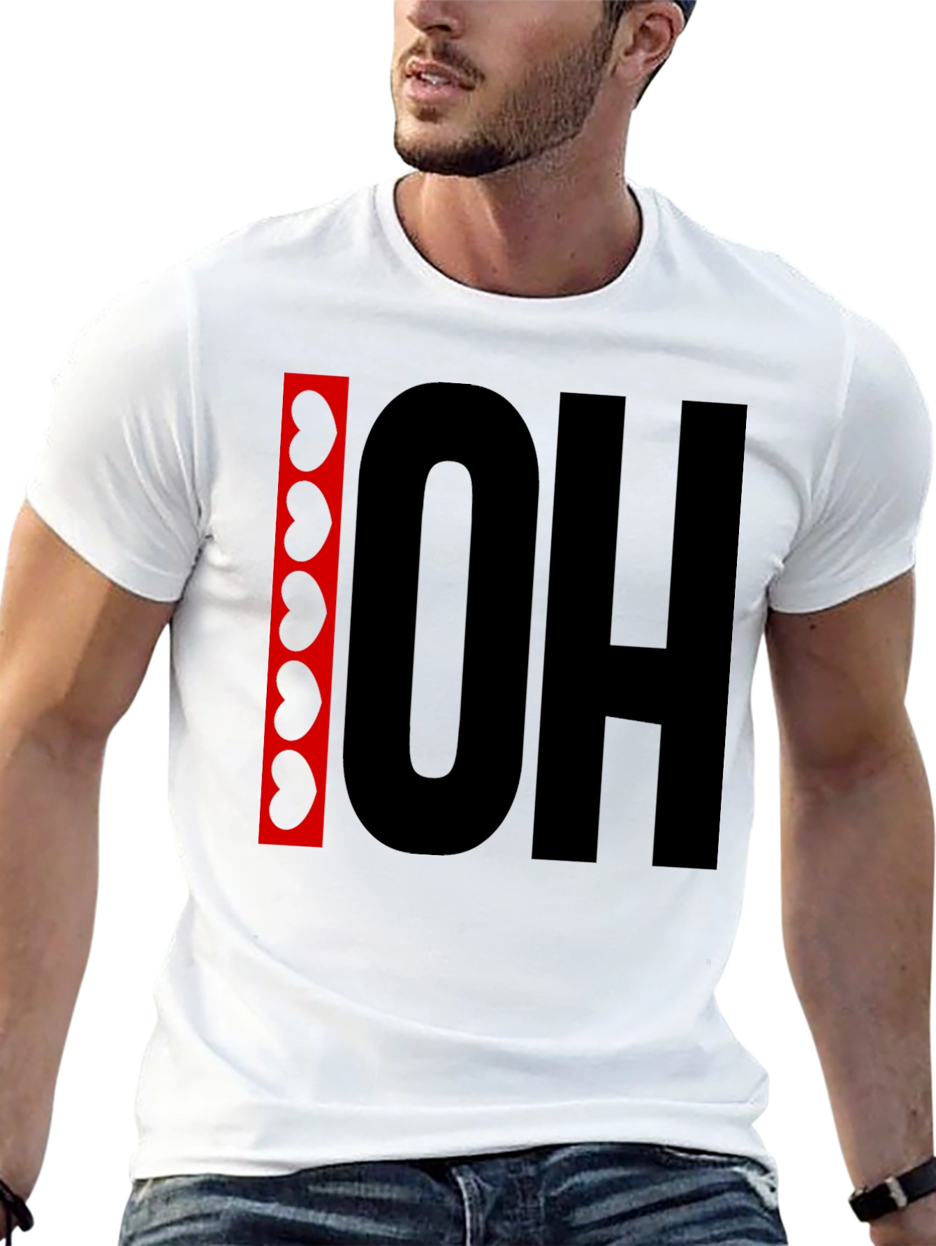 OH! T-Shirt - Black with Bean Design