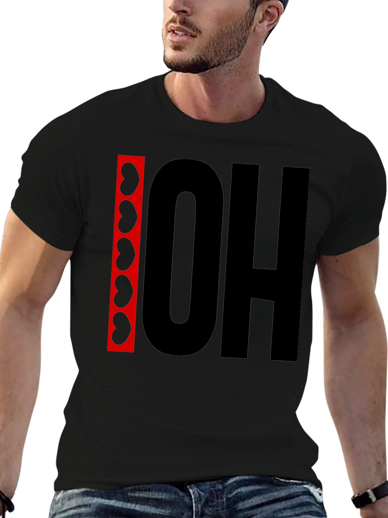 OH! T-Shirt - Black with Bean Design
