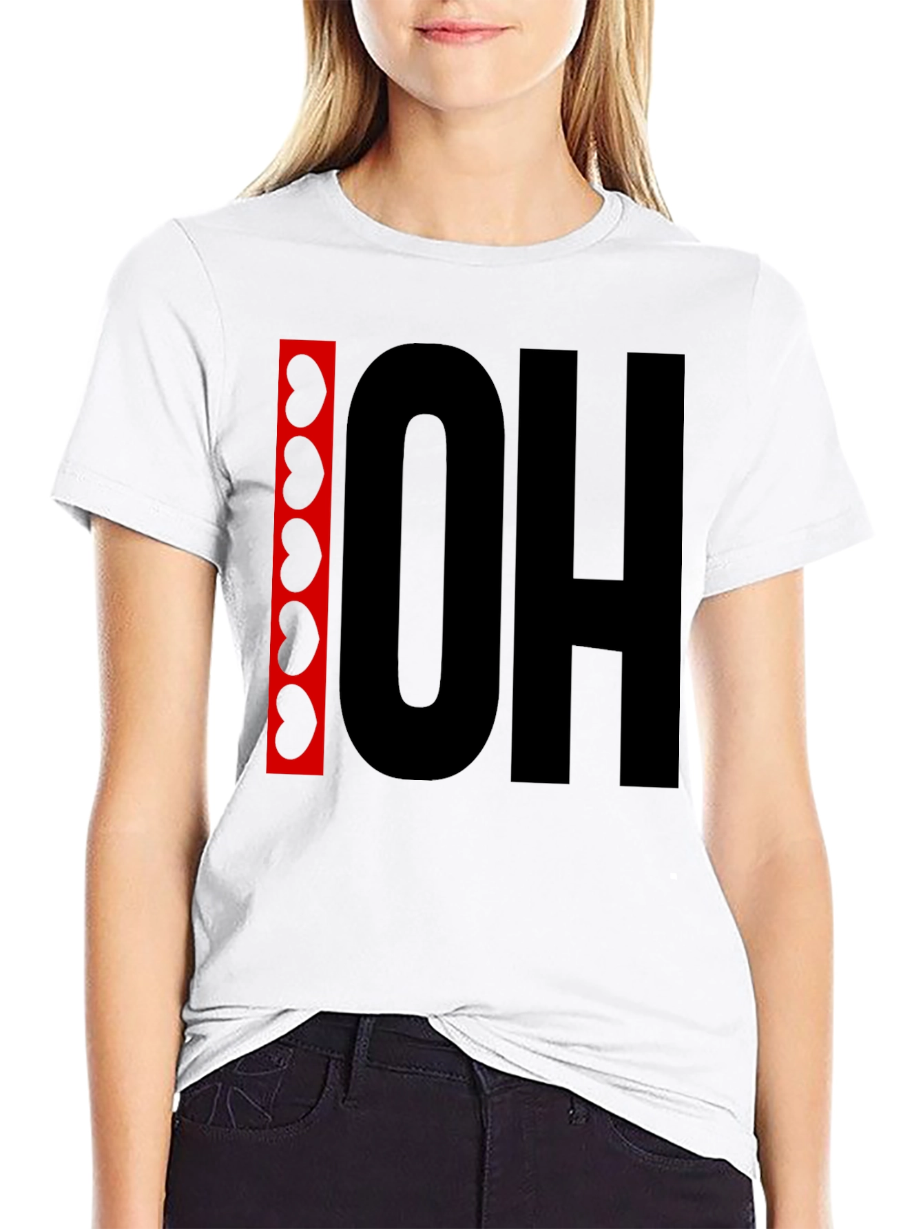 OH! T-Shirt - Black with Bean Design