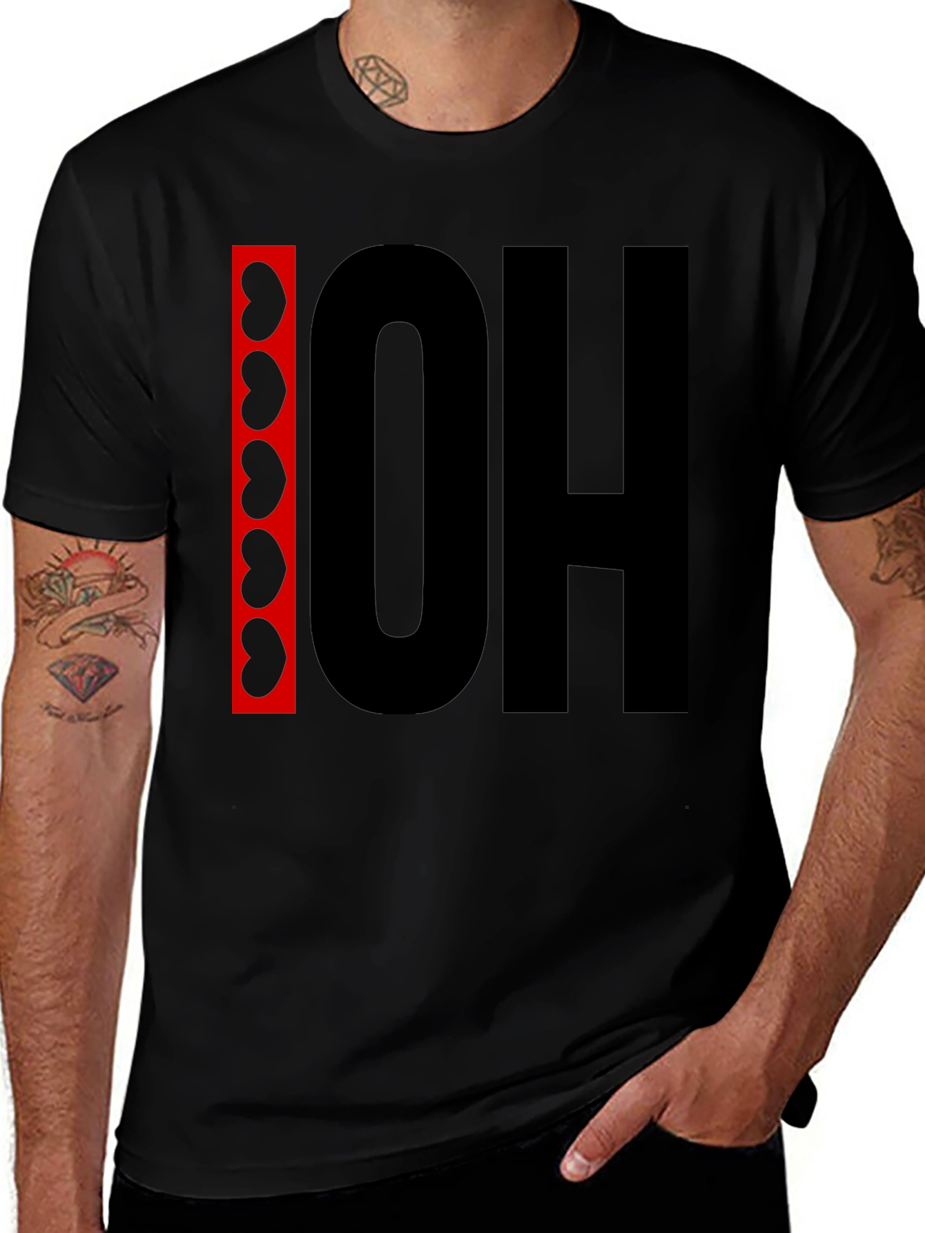 OH! T-Shirt - Black with Bean Design