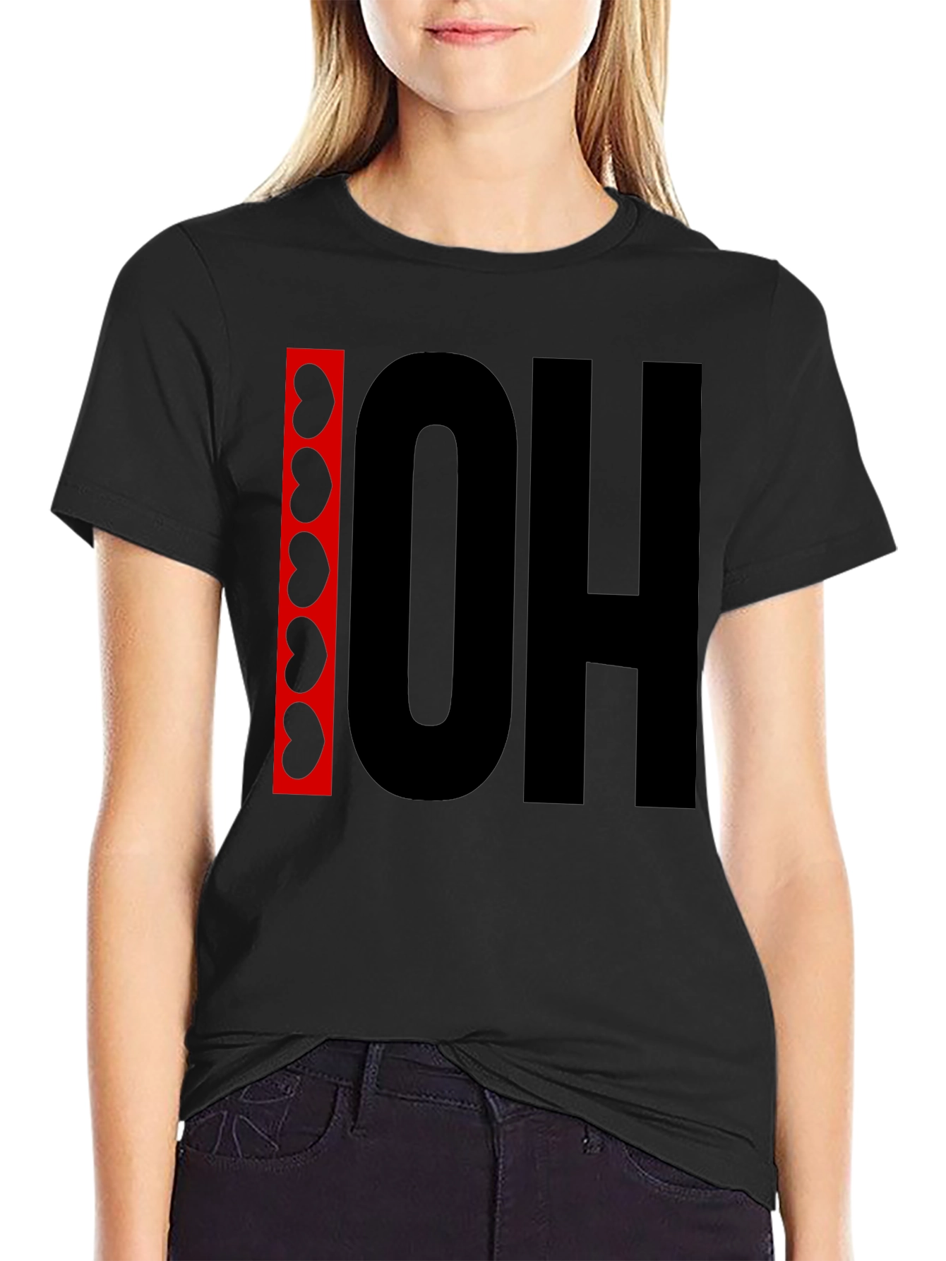 OH! T-Shirt - Black with Bean Design