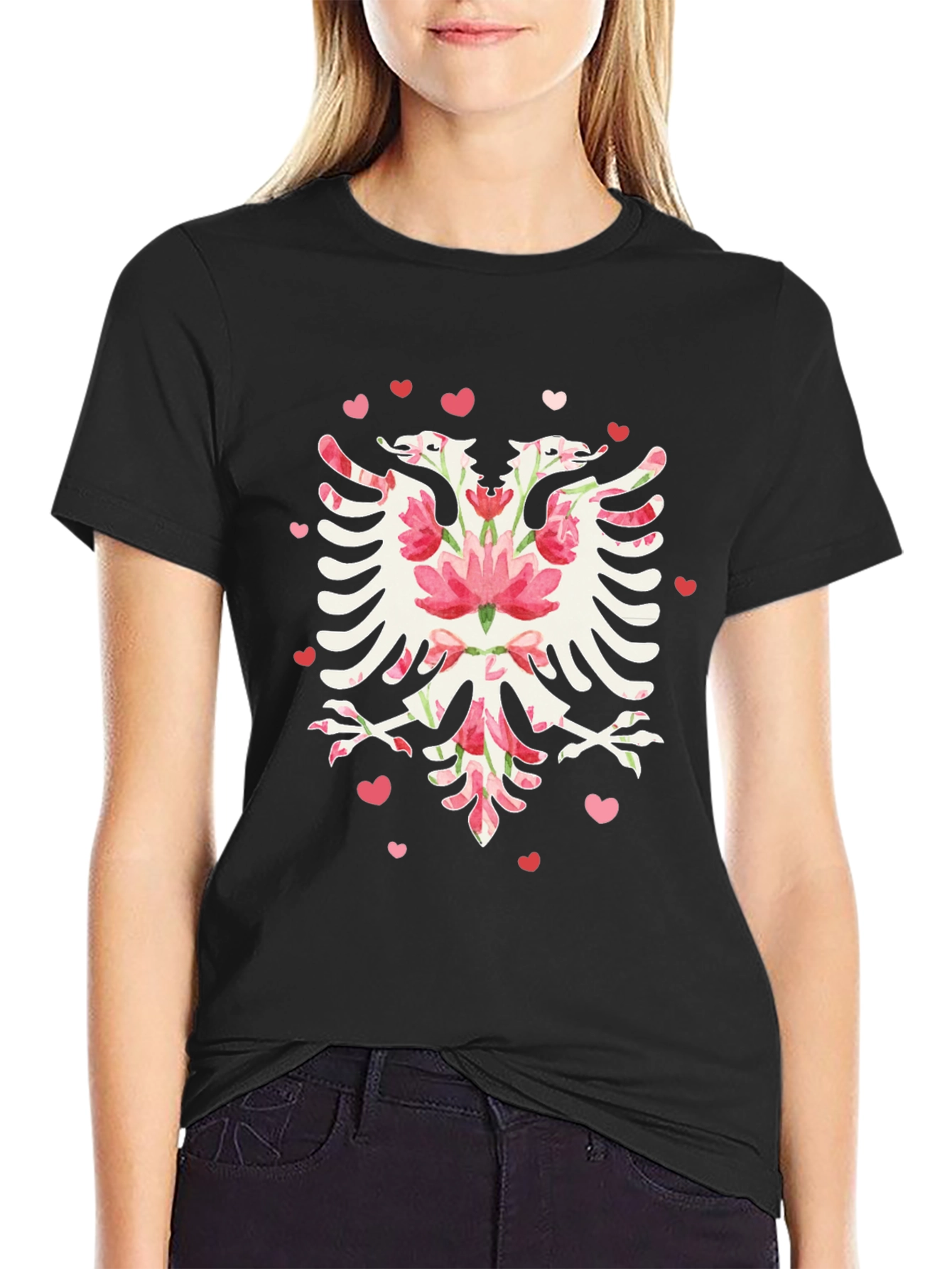 Floral Albanian Eagle Graphic Tee