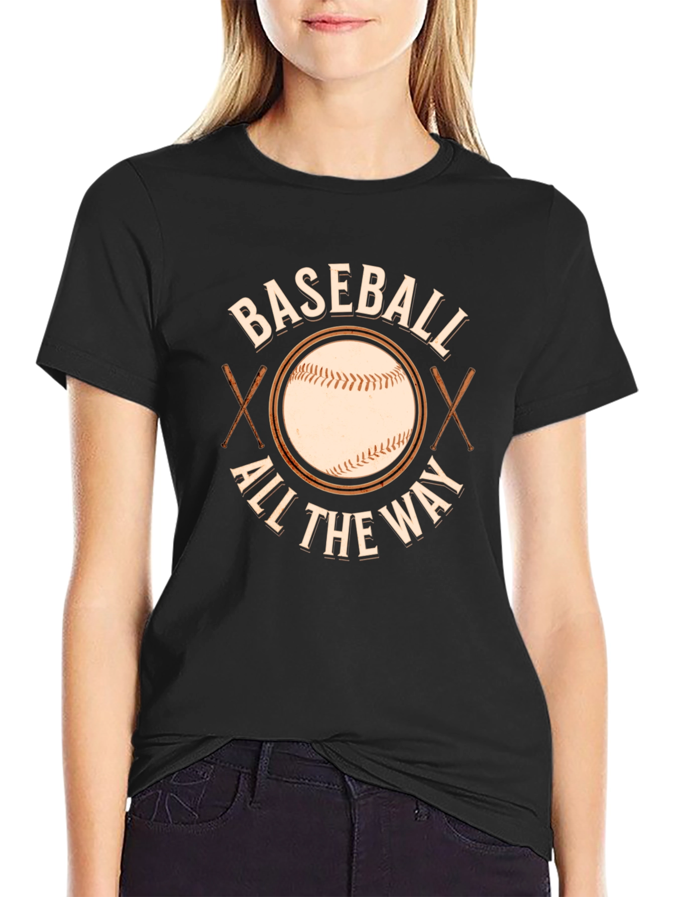 Baseball All The Way Black T-Shirt