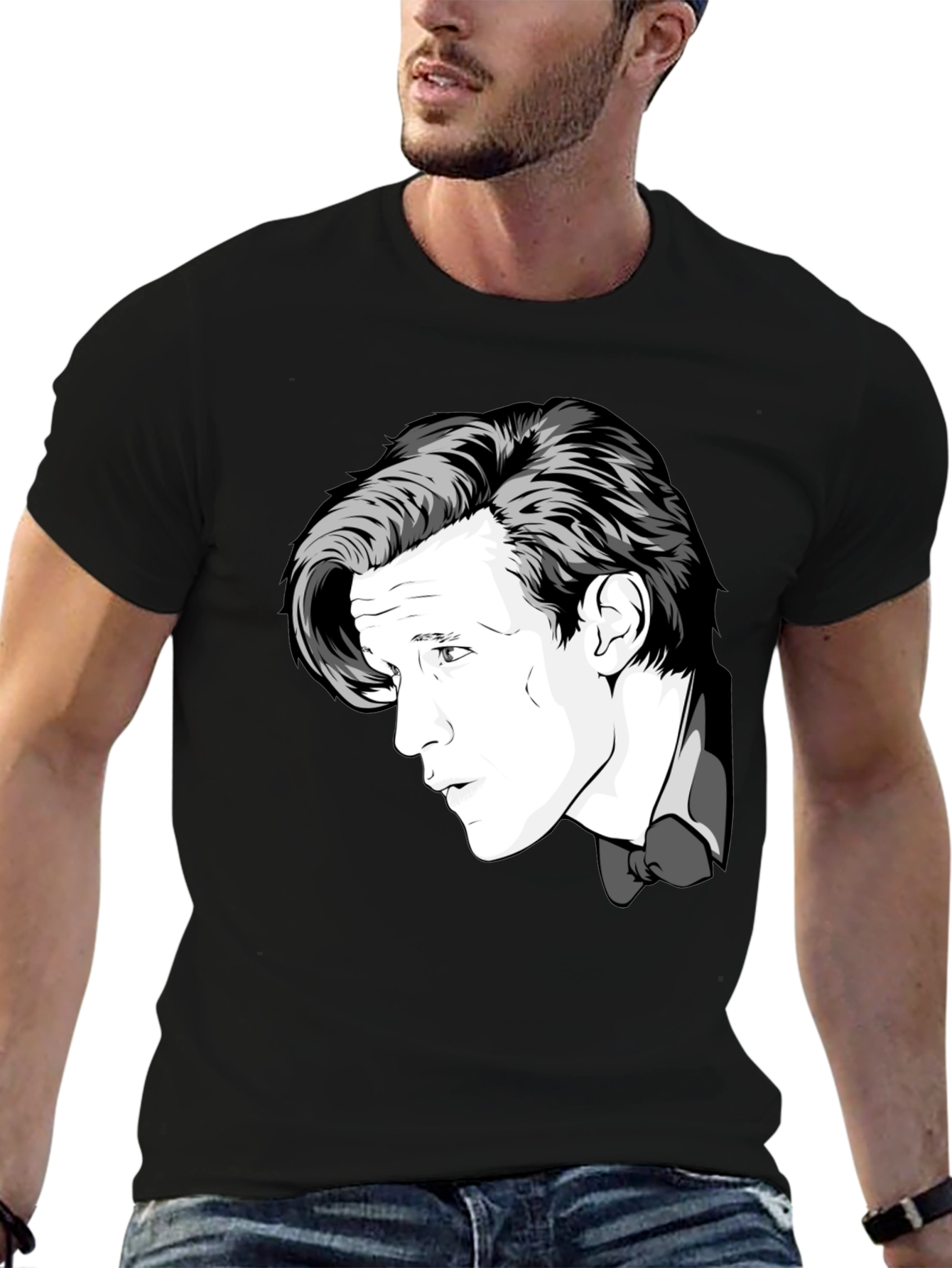 Doctor Who Matt Smith Portrait Black T-Shirt