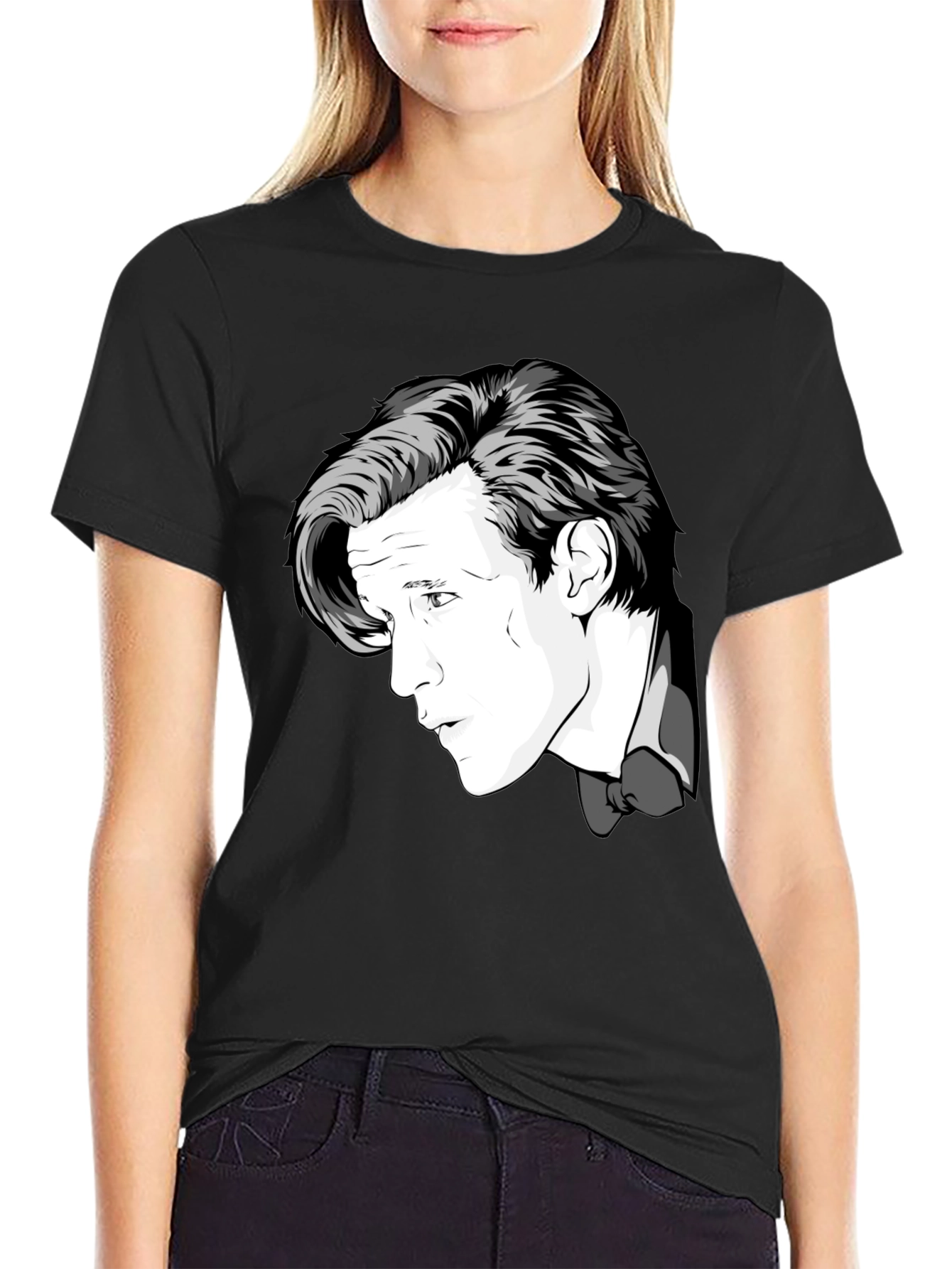 Doctor Who Matt Smith Portrait Black T-Shirt