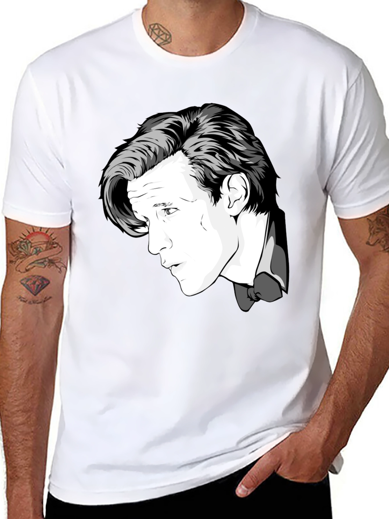 Doctor Who Matt Smith Portrait Black T-Shirt