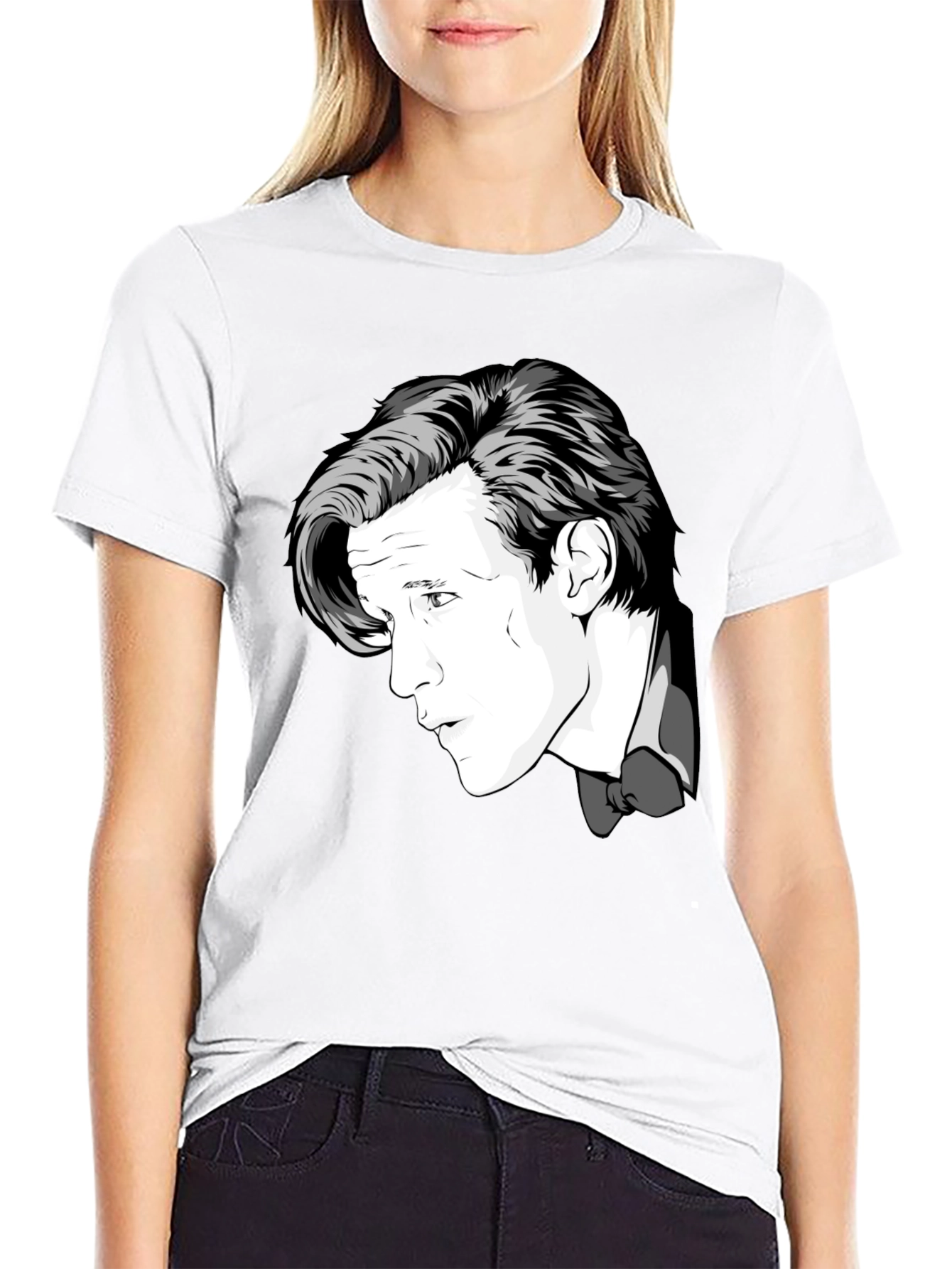 Doctor Who Matt Smith Portrait Black T-Shirt