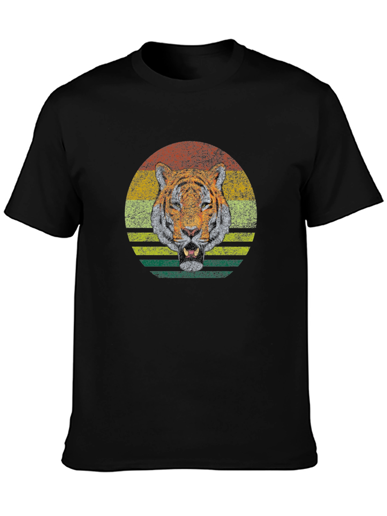 Retro Tiger Graphic Tee - Classic Crew Neck