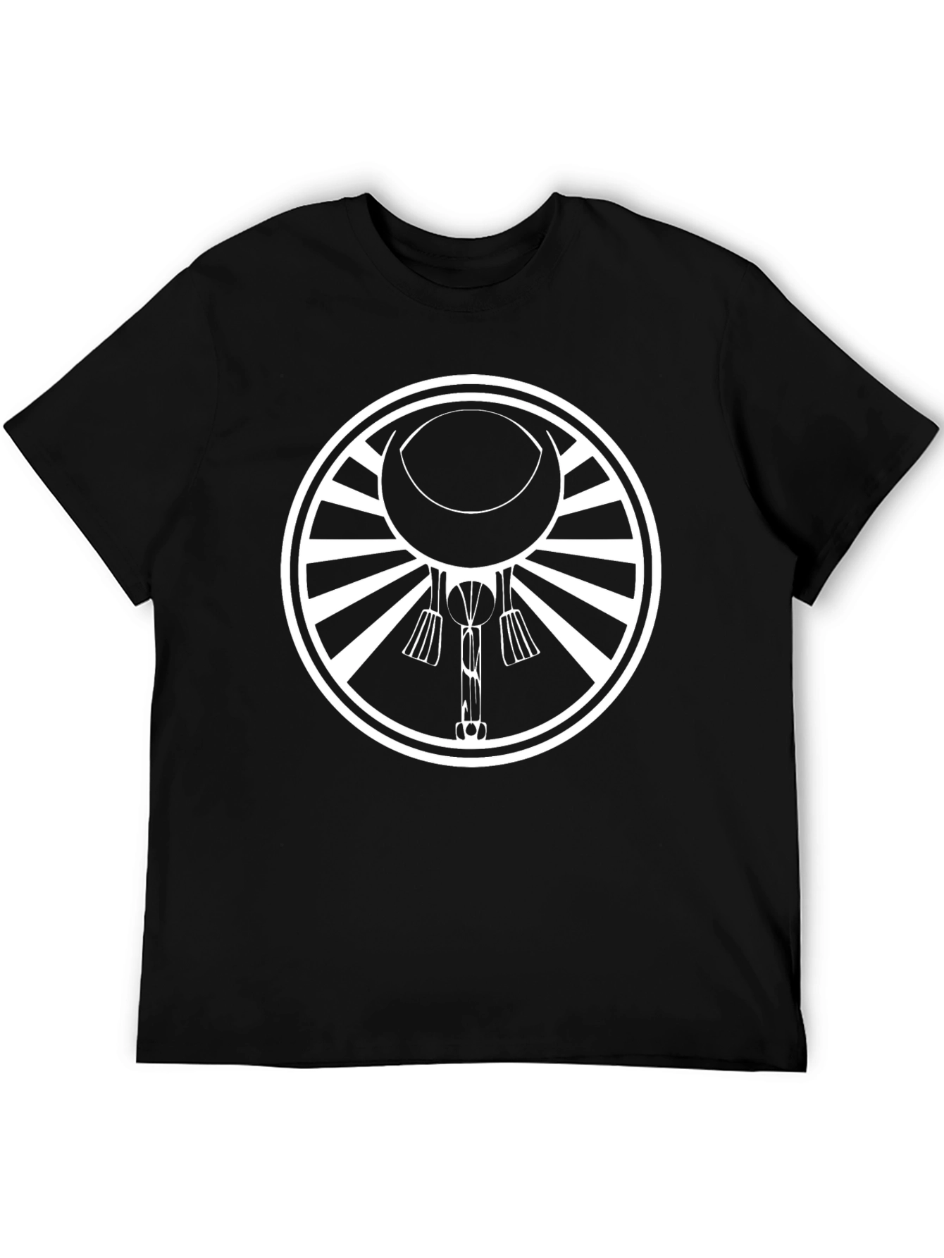 Black Graphic Tee with Crescent Moon Design
