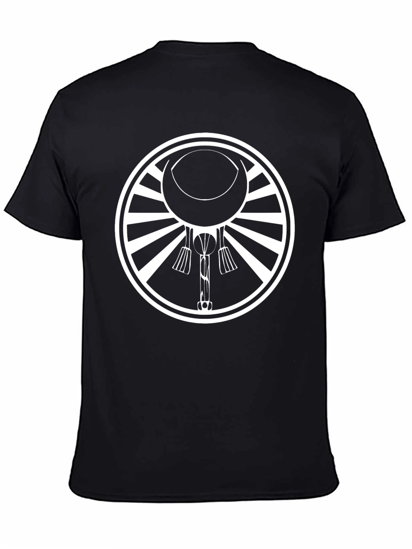 Black Graphic Tee with Crescent Moon Design