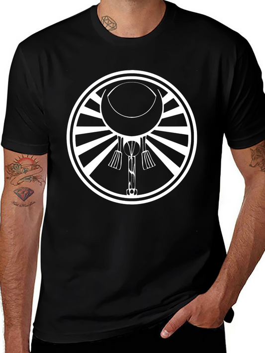 Black Graphic Tee with Crescent Moon Design