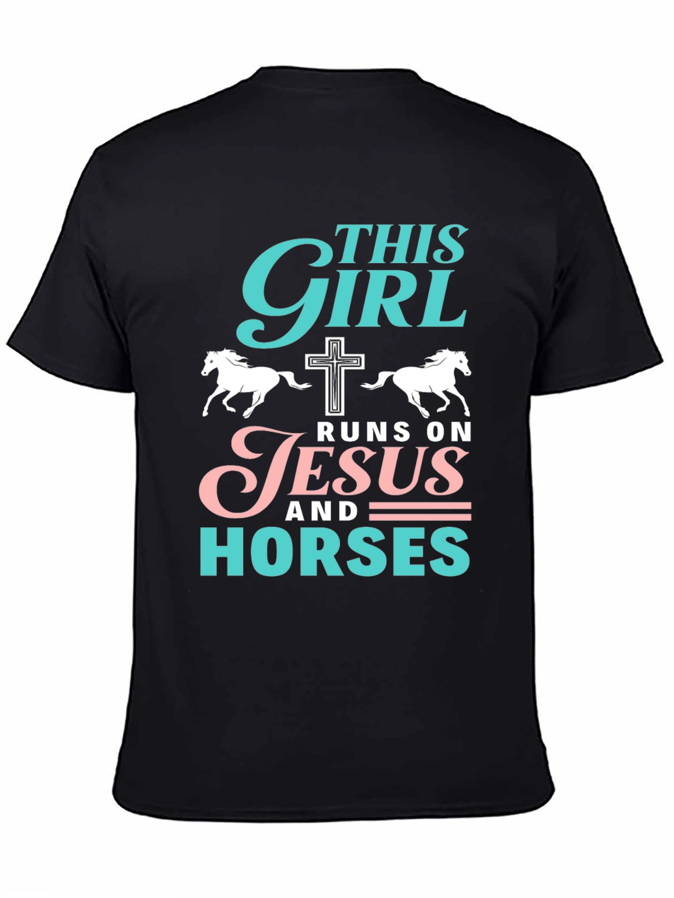 This Girl Runs On Jesus & Horses T-Shirt
