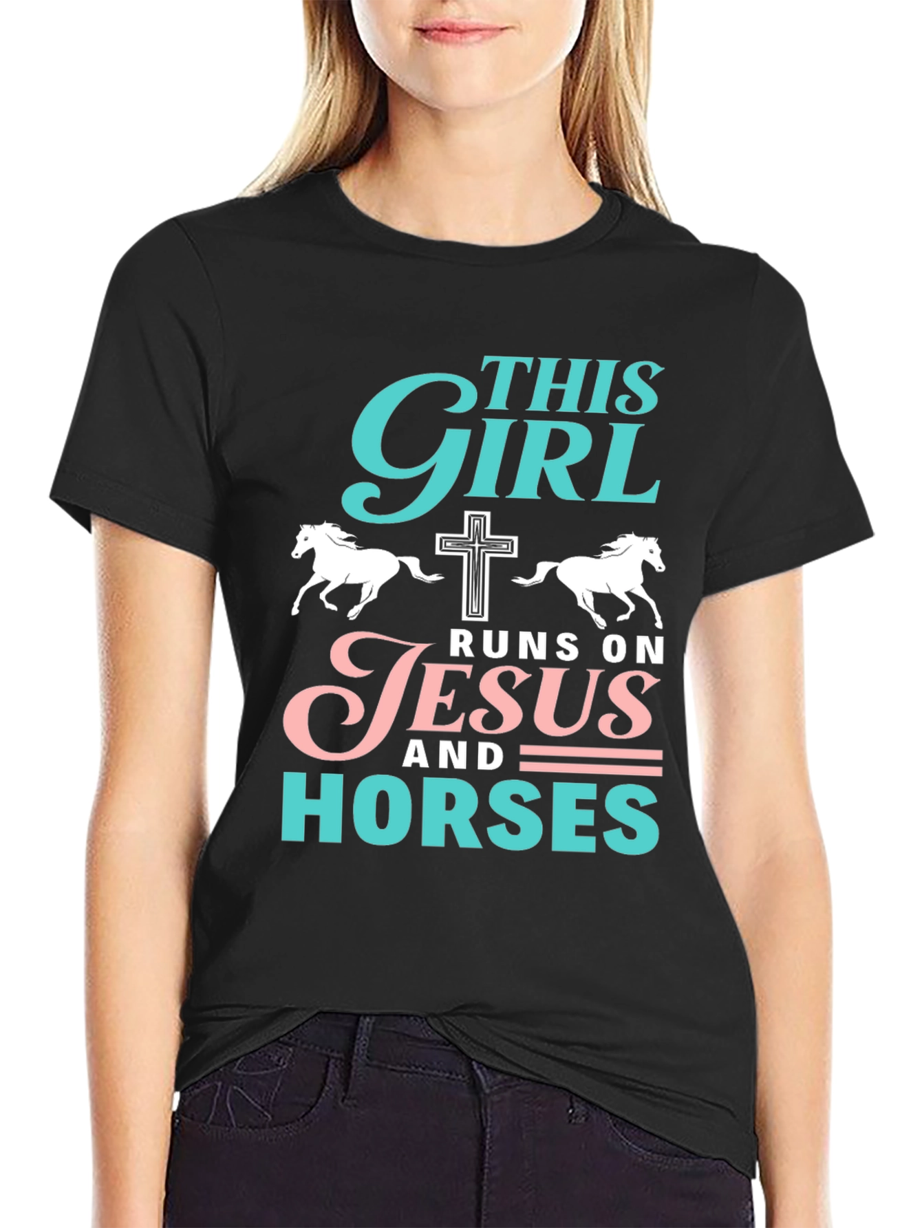 This Girl Runs On Jesus & Horses T-Shirt