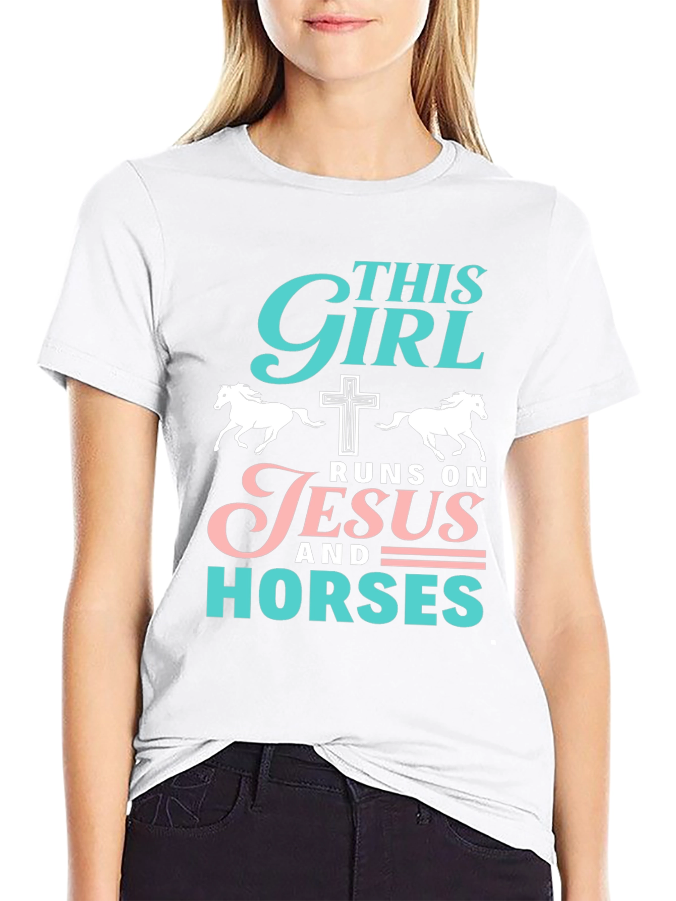 This Girl Runs On Jesus & Horses T-Shirt