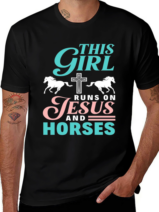 This Girl Runs On Jesus & Horses T-Shirt