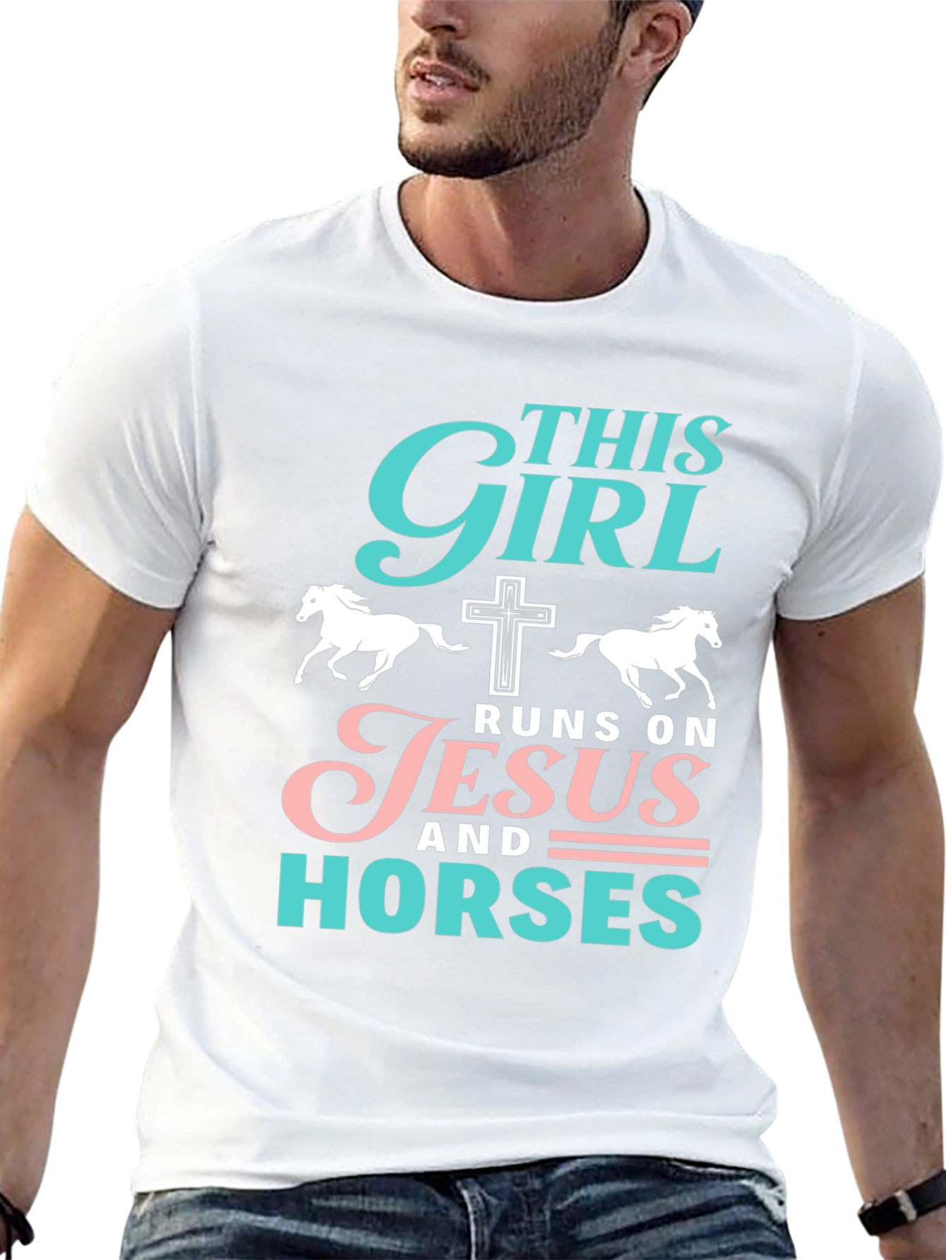 This Girl Runs On Jesus & Horses T-Shirt