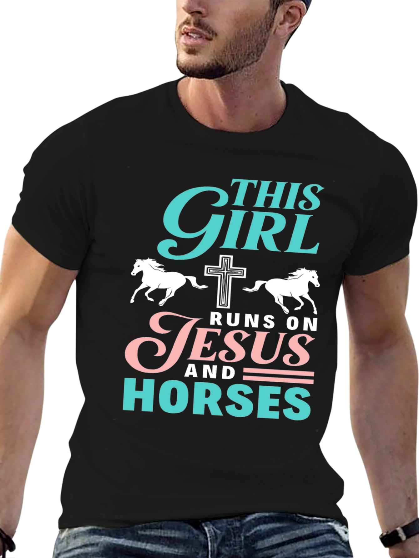 This Girl Runs On Jesus & Horses T-Shirt