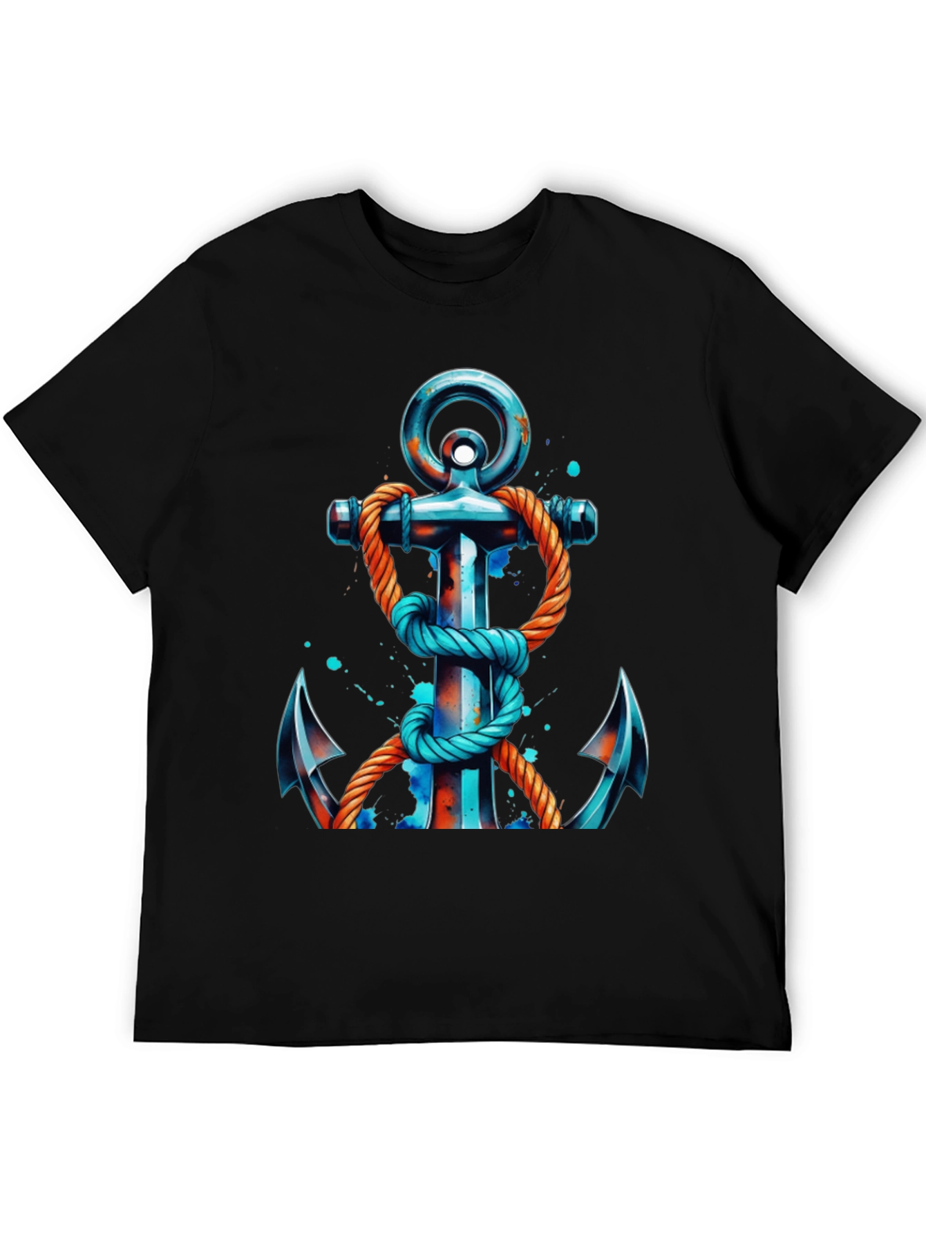 Nautical Anchor Graphic Tee - Black