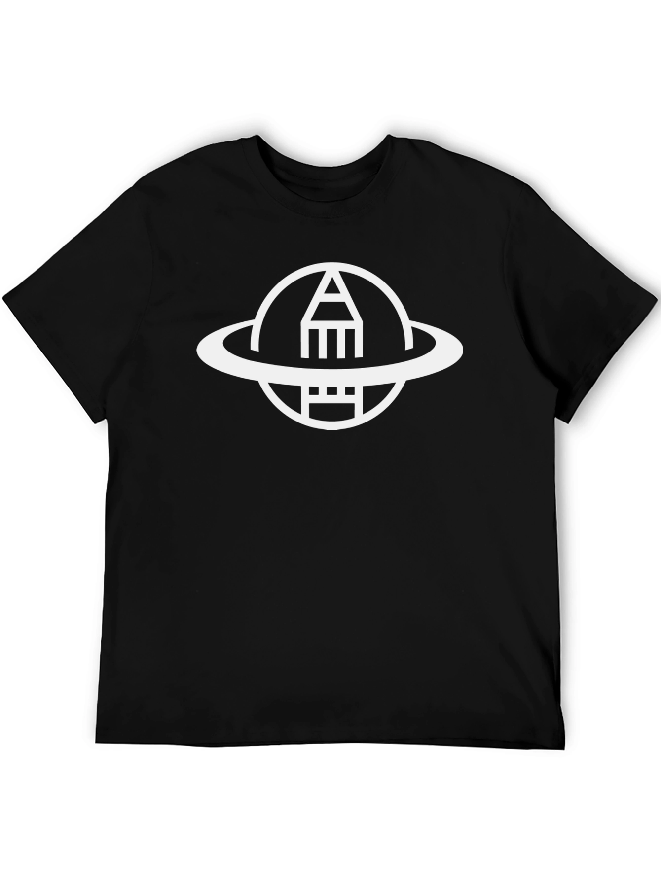 Abstract Geometric Graphic Tee - Black Casual Shirt