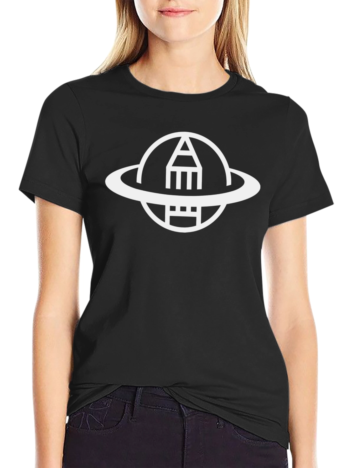 Abstract Geometric Graphic Tee - Black Casual Shirt