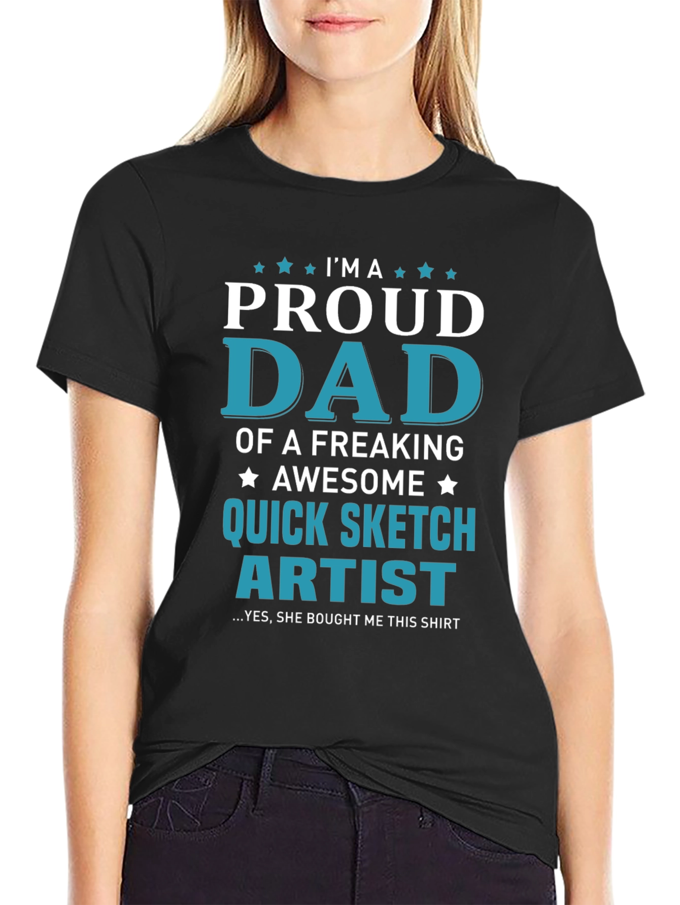 Proud Dad Quick Sketch Artist Graphic T-Shirt